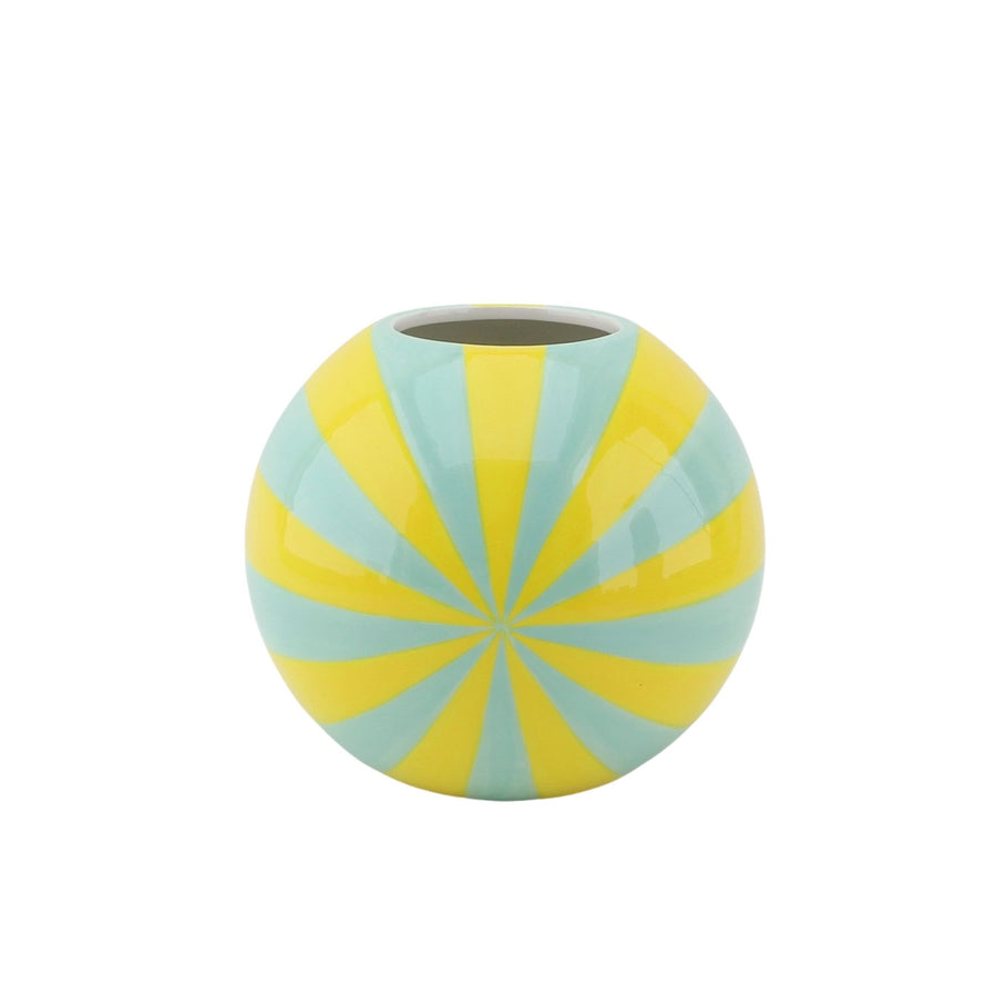 Vase - Flower Vase Swirl - Dolomite - Yellow/Mint Green - 20x20x17cm