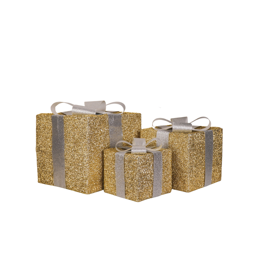 Kerst Led Lamp - Cadeauset van 3 - Kunststof - Goud/Zilver - 15cm/20cm/25cm