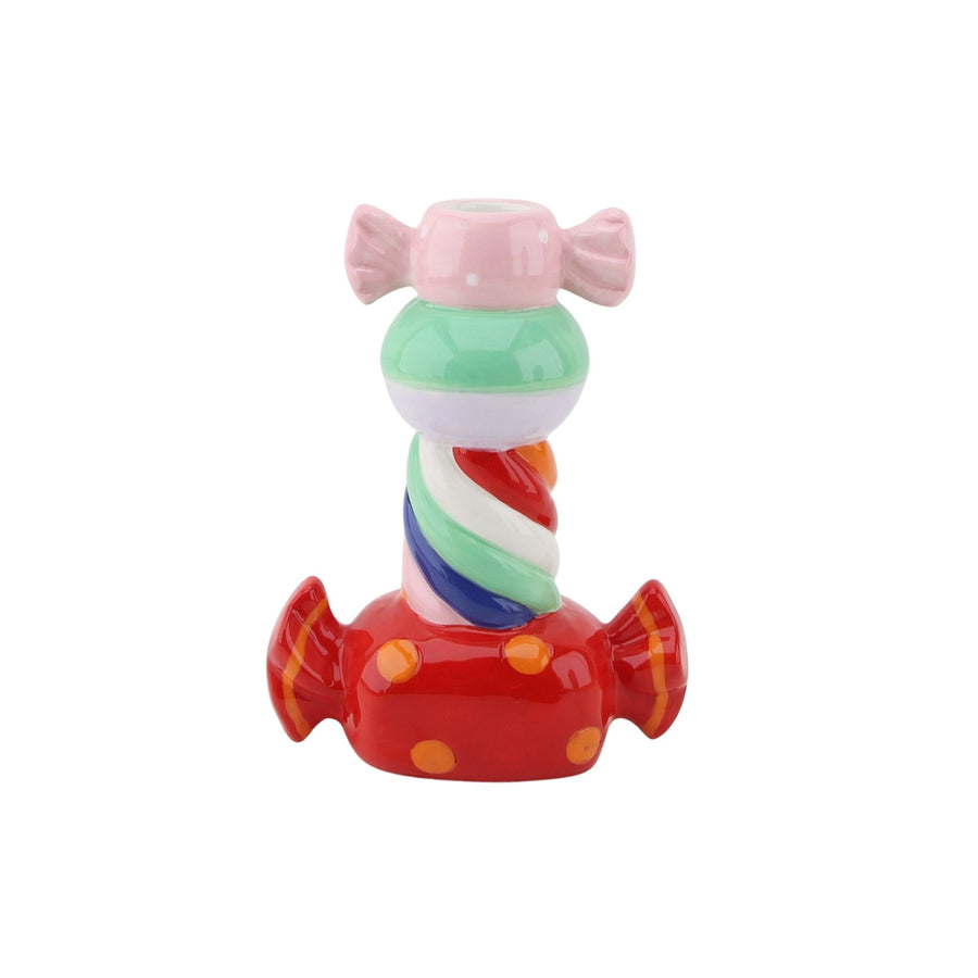 Candle holder - Candlestick Stack of Candies - Dolomite - Red Multi Color - 13x7x20cm