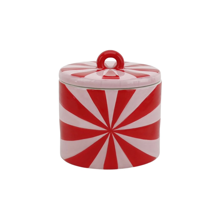 Storage jar - Swirl - Red/Pink - Dolomite - 11x11x11.5cm