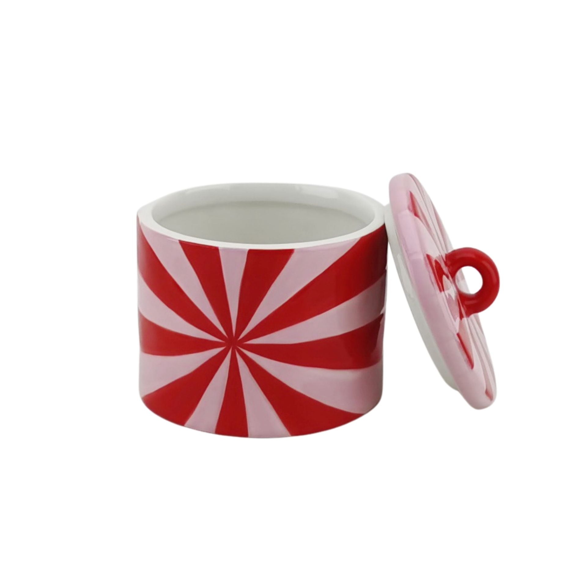 Opbergpot - Swirl - Rood/Roze - Dolomiet -11x11x11,5cm