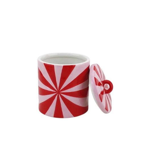 Opbergpot - Swirl - Rood/Roze - Dolomiet - 11x11x14,5cm