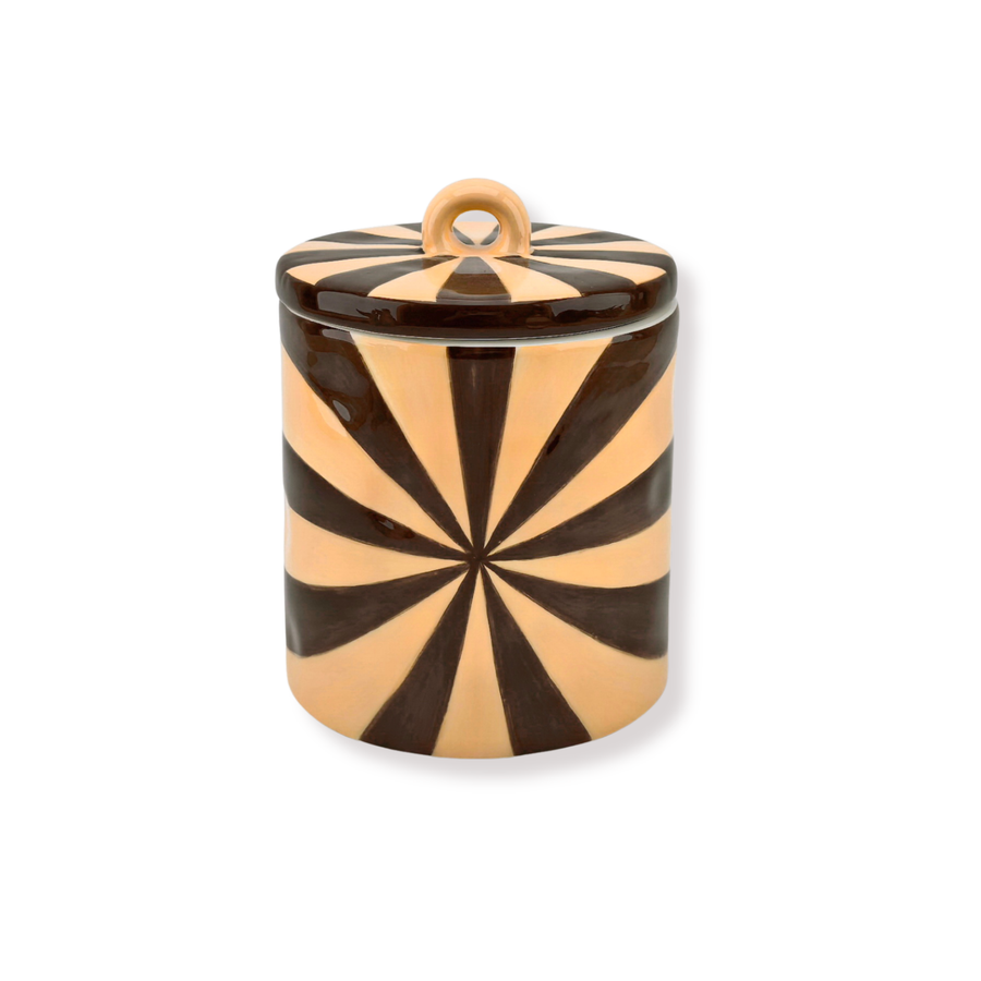 Storage Jar - Swirl - Brown/Caramel - Dolomite - 11x11x11.5cm
