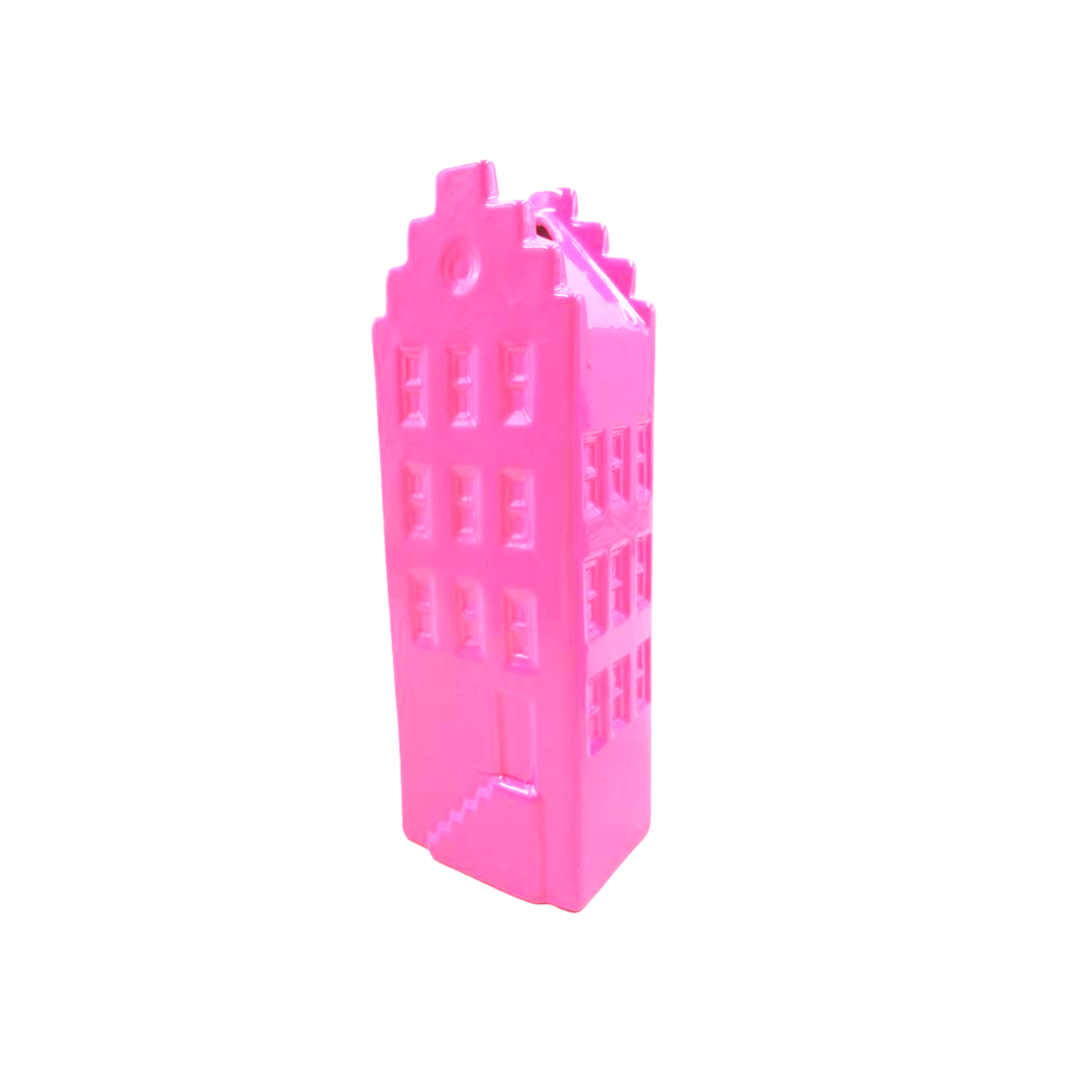 Bloemenvaas- Huis Vaas- Keramiek-Fluor Roze -5x4,5x14,5 cm