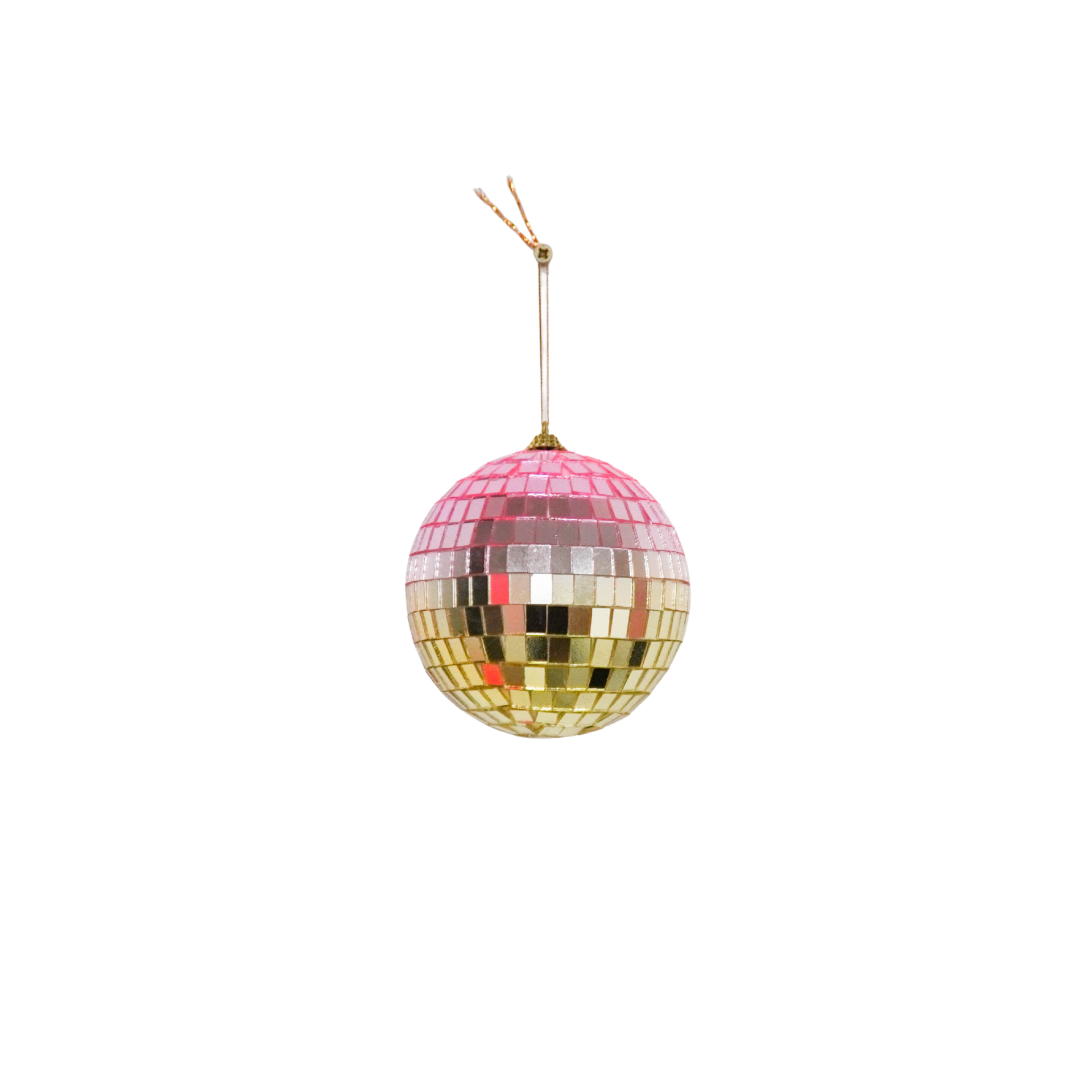 Kerstversiering -  Kersthanger - Discobal - Foam - Roze/Goud - 10x10x10cm