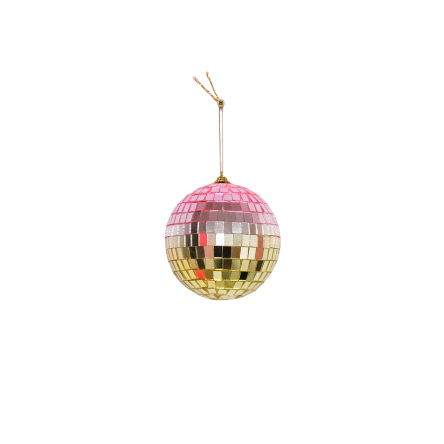 Christmas decoration - Christmas bauble - Disco ball - Foam - Pink/Gold - 15x15x15cm