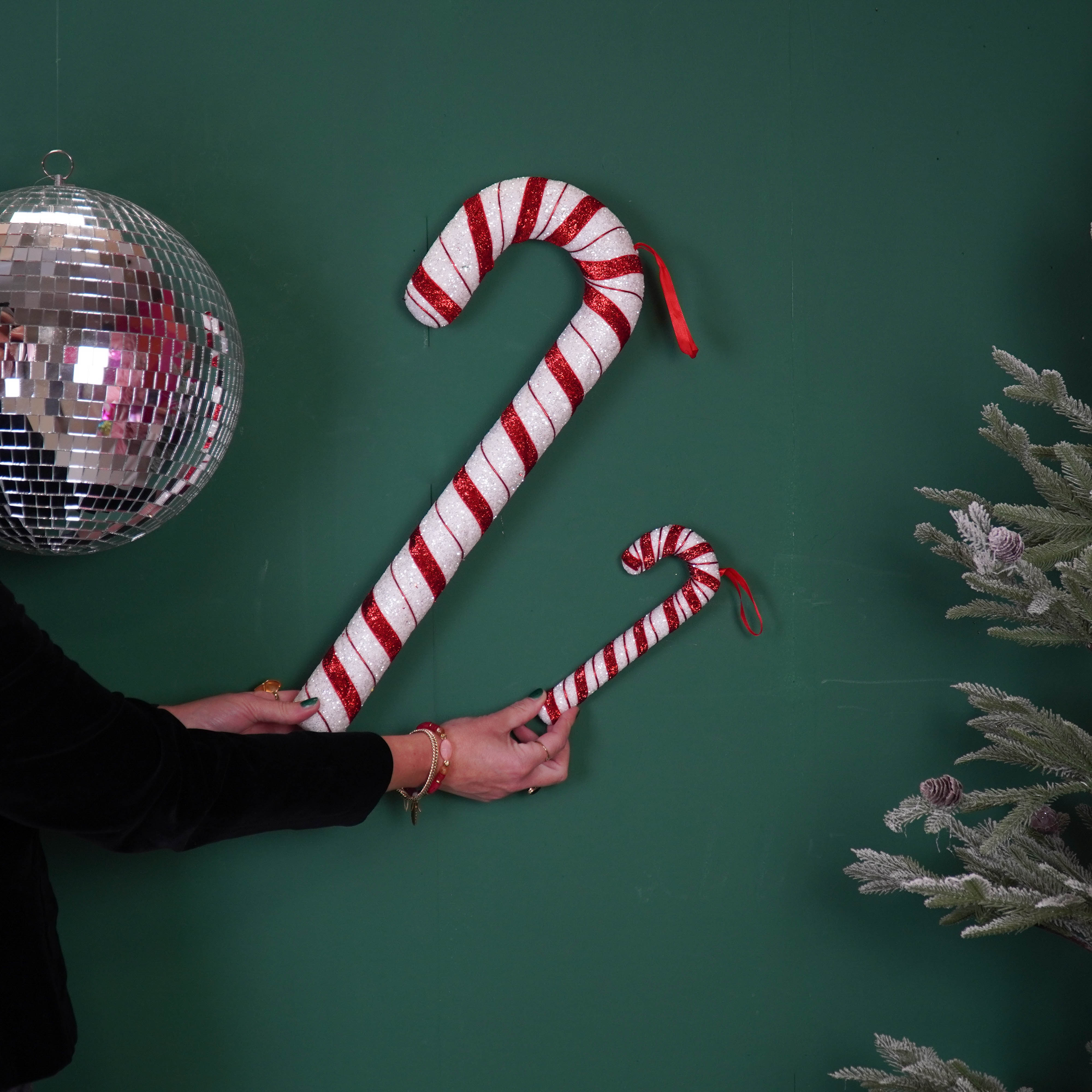 Kerstversiering - Zuurstok - Wit/Rood - Foam -  52cm