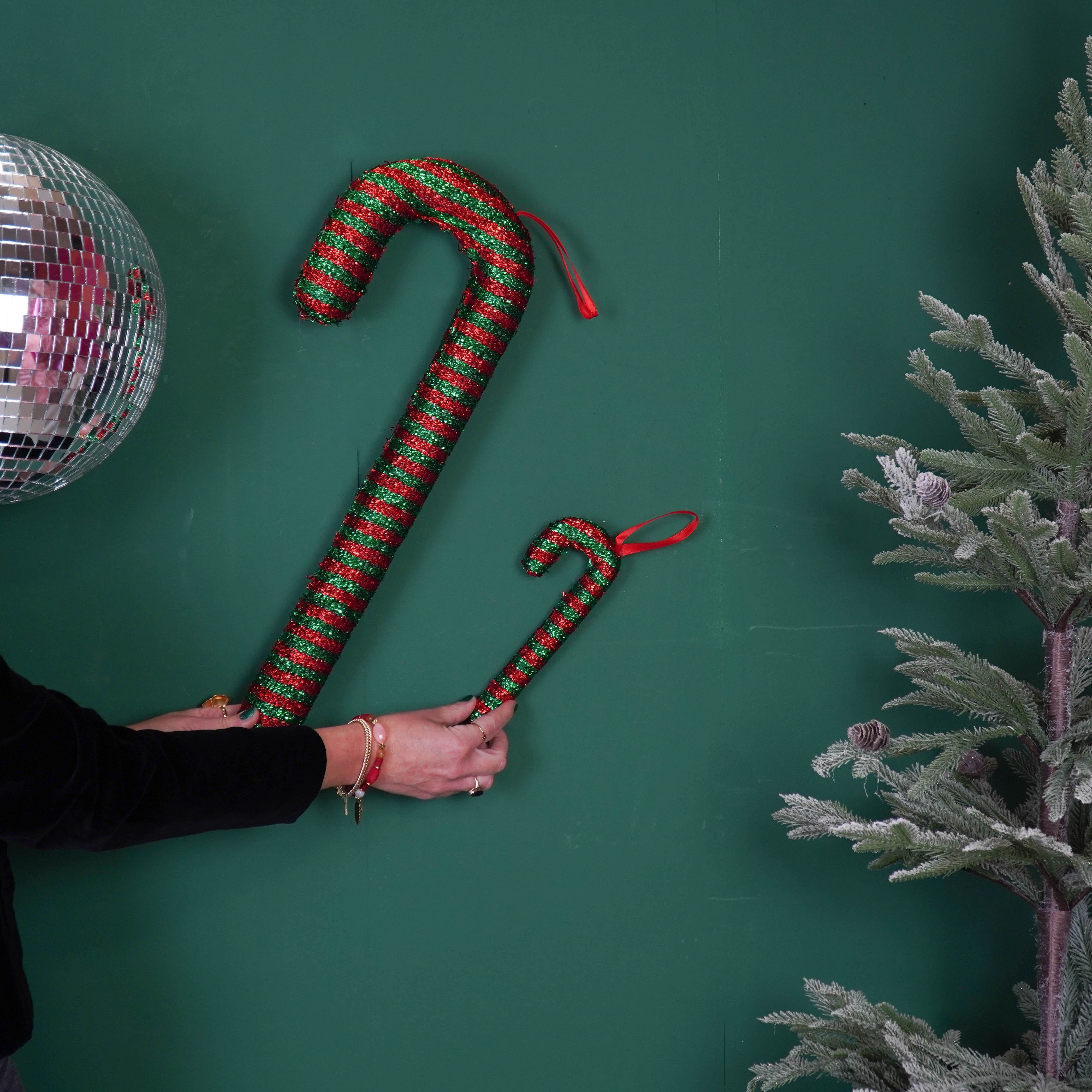 Kerstversiering - Zuurstok - Groen/ Rood - Foam -  21 cm