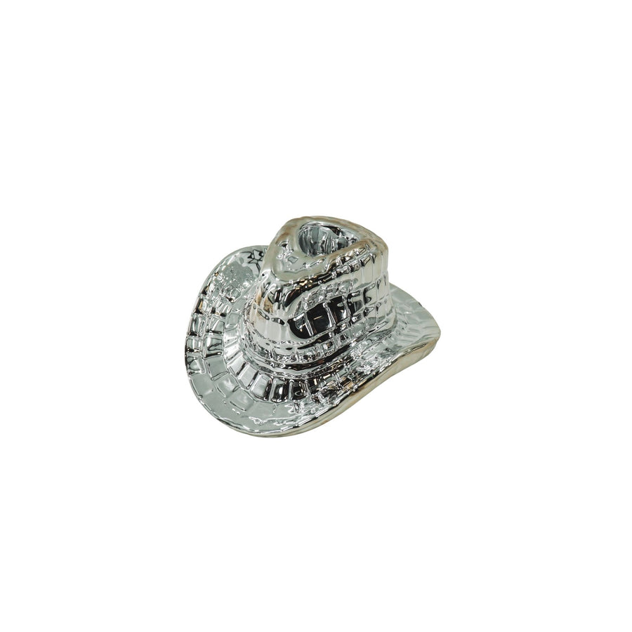 Candle Holder - Cowboy Hat Candle Holder - Ceramic - Silver - 13.5x11x7 cm