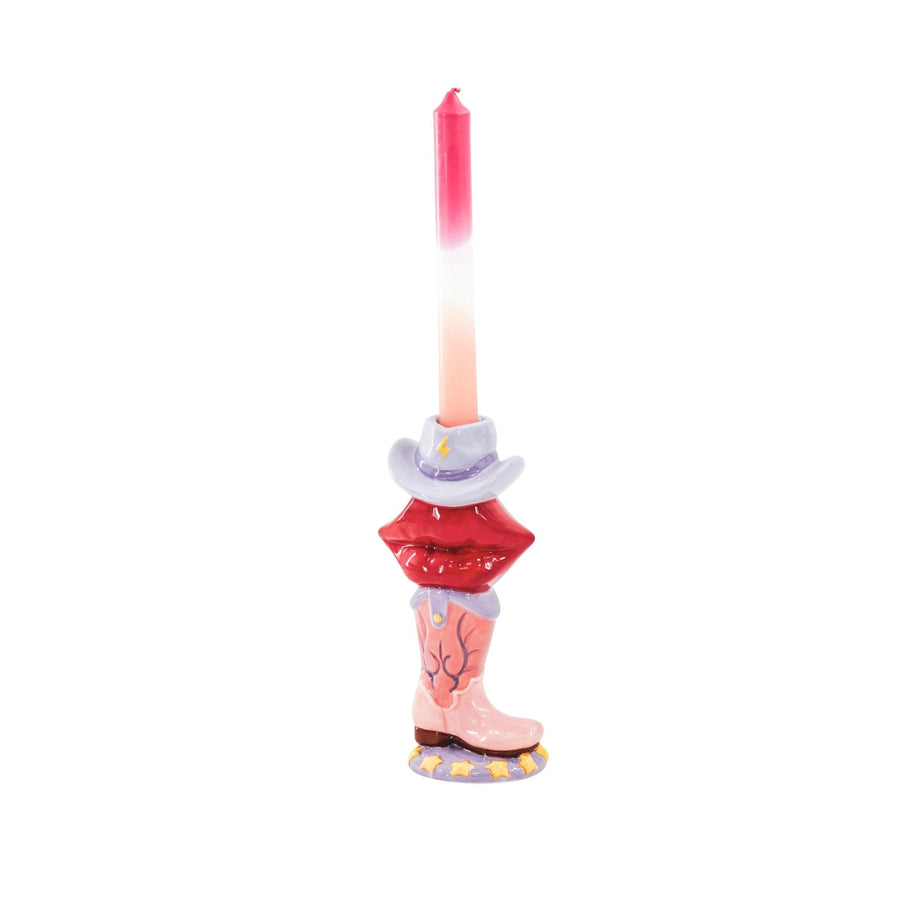 Candlestick- Candle holder Boot/Lip/Hat Vase- Ceramic-Pink/Red/Lilac- 10x8x20 cm