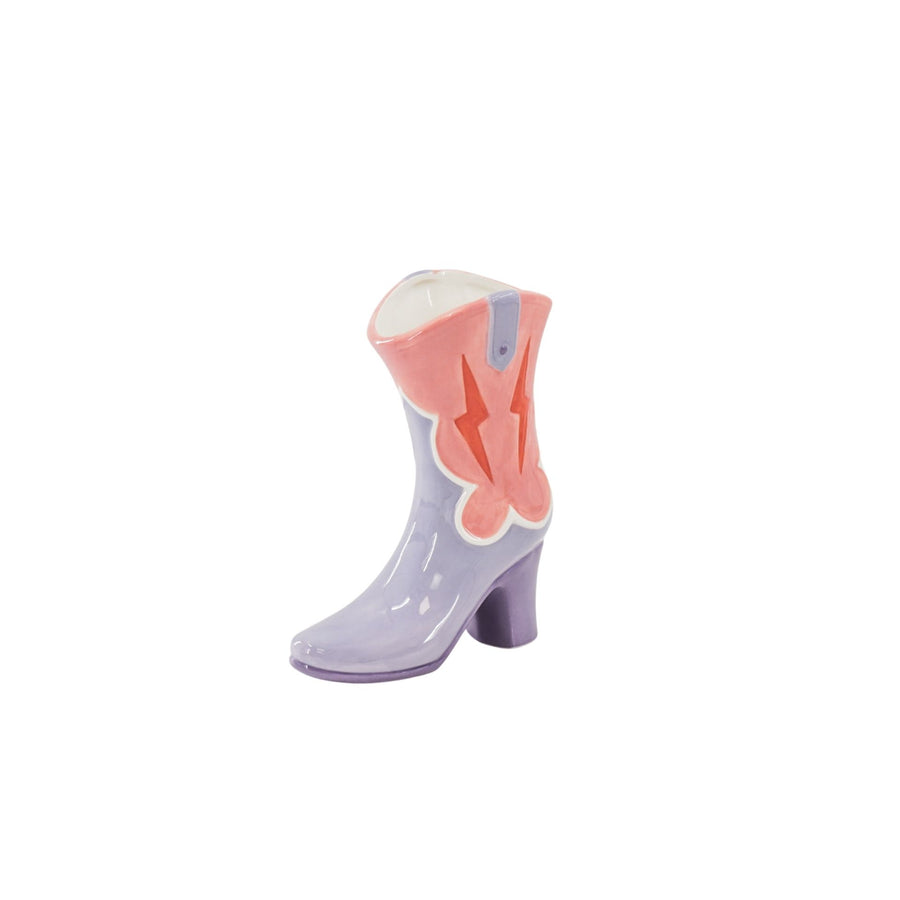 Vase- Boot Vase- Ceramic- Pink/ Lilac- 16.5x10.5x26.5cm
