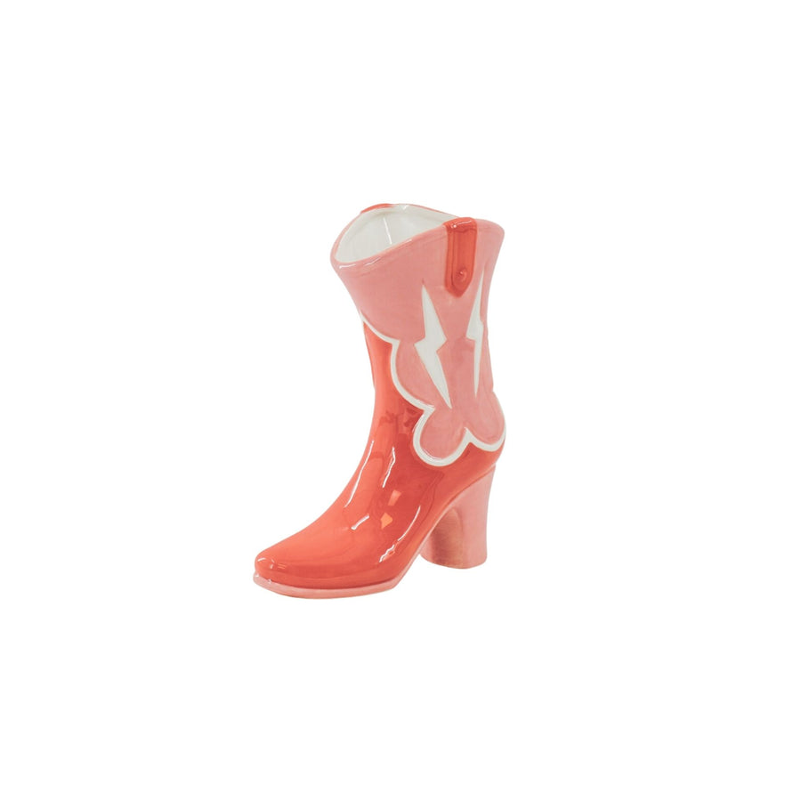Bloemenvaas - Laars Vaas - Keramiek - Roze/Oranje - 16,5x10,5x26,5cm