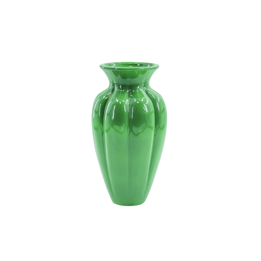 Bloemenvaas - Geplooide Vaas - Keramiek - Groen - 16,5x16,5x29,5cm