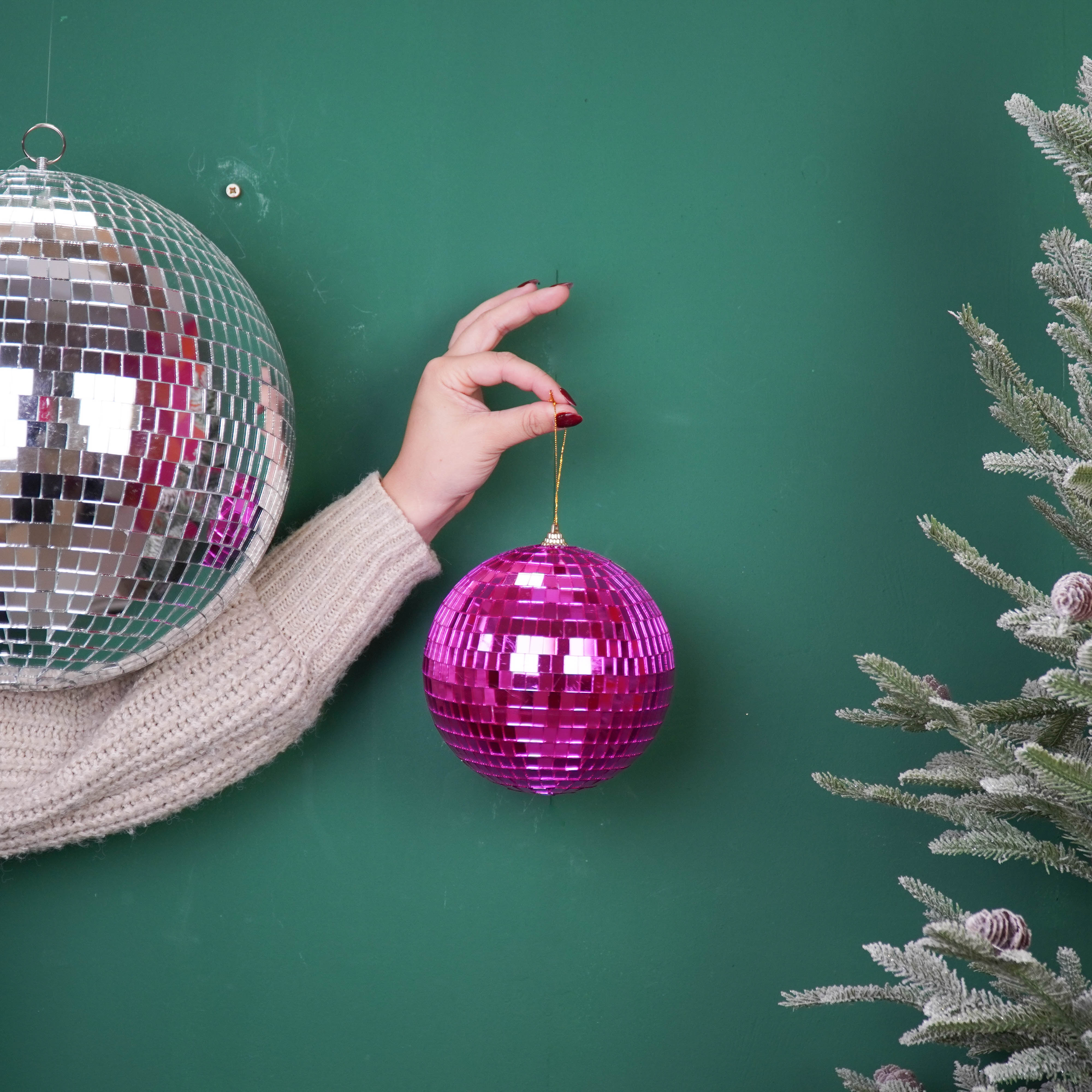Kerstversiering -  Kersthanger - Discobal - Foam - Roze - 15x15x15cm
