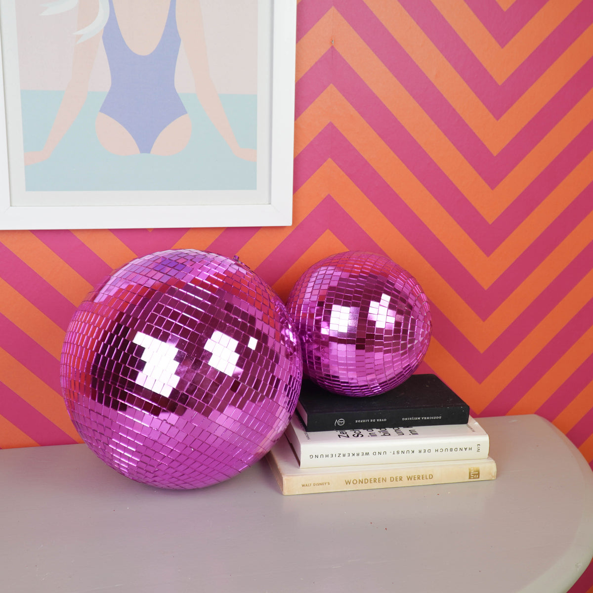 XMAS - Roze Discoballen Set – 6 Verschillende Maten – 8 tot 30 cm – Spiegelbollen – Disco Decoratie – Feest & Interieur
