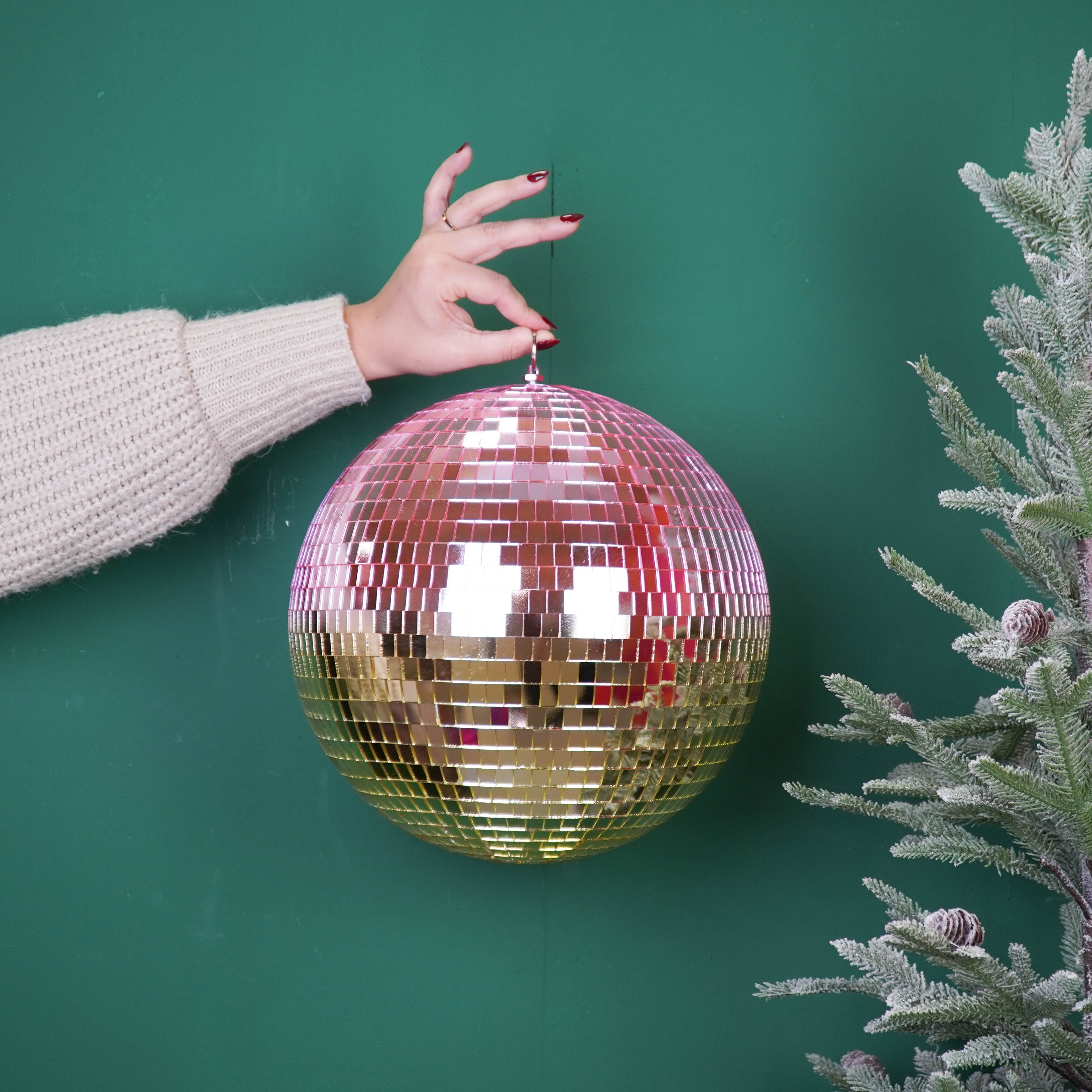 Kerstversiering -  Kersthanger - Discobal - Foam - Roze/Goud - 30x30x30cm