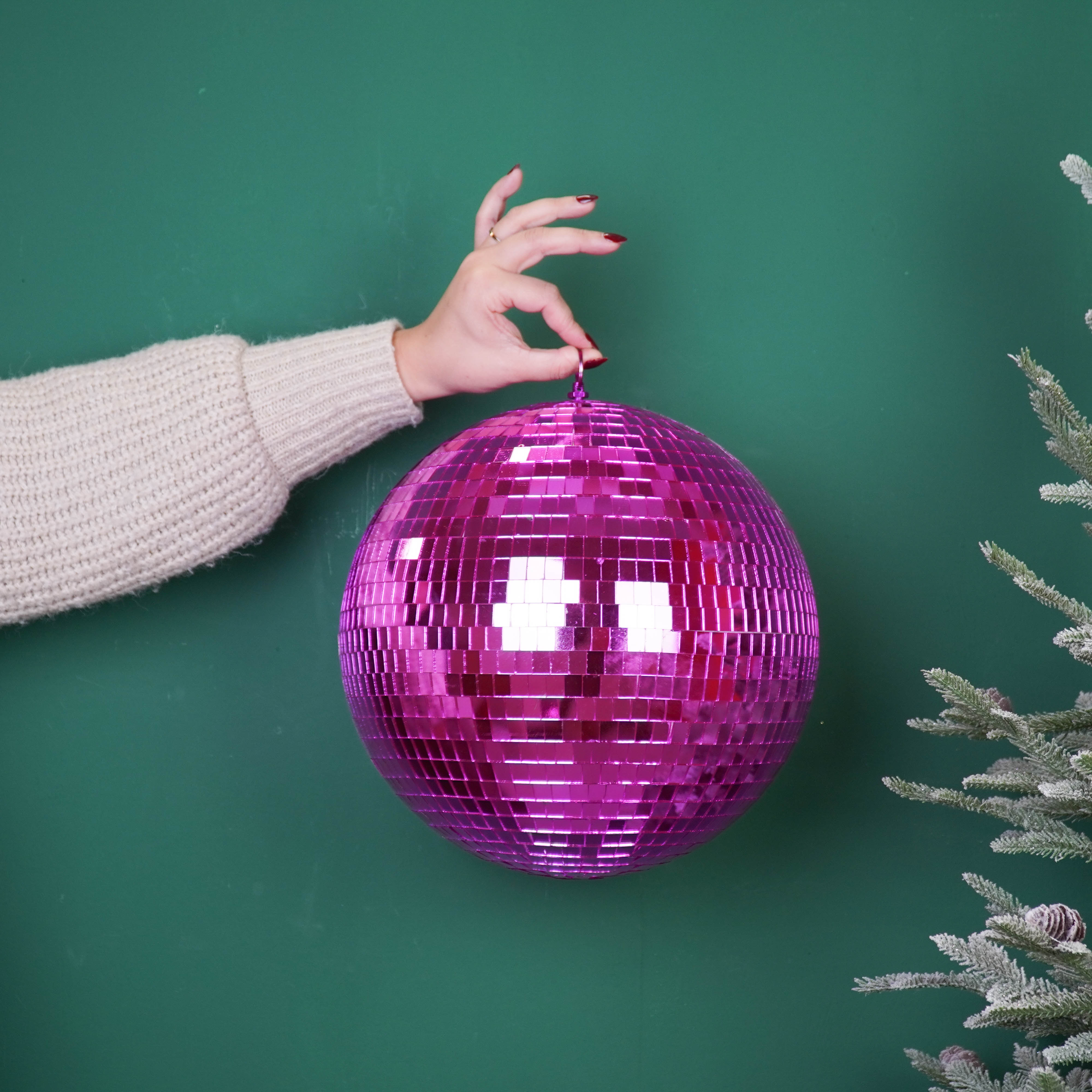 Kerstversiering -  Kersthanger - Discobal - Foam - Roze - 30x30x30cm