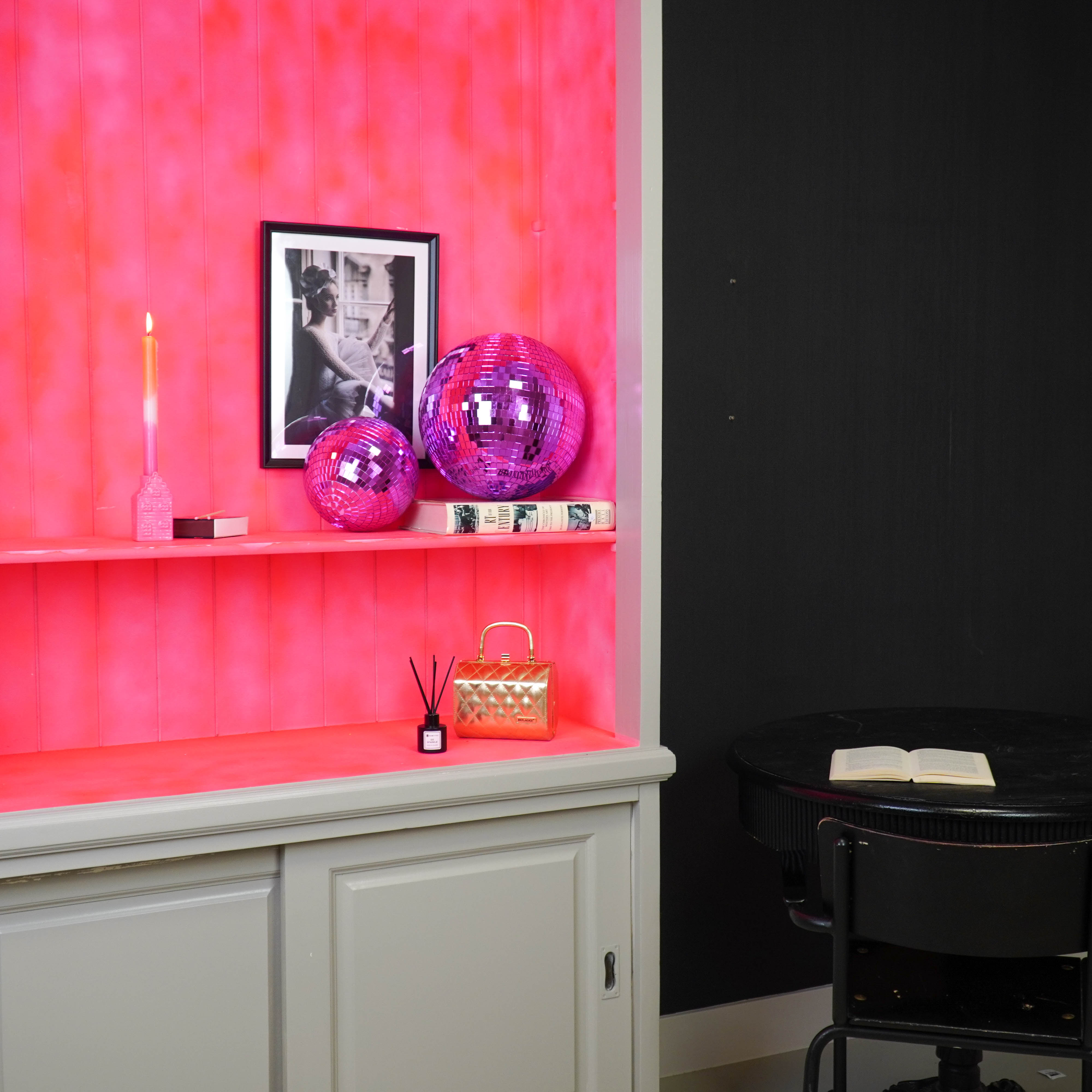 Kerstversiering -  Kersthanger - Discobal - Foam - Roze - 30x30x30cm