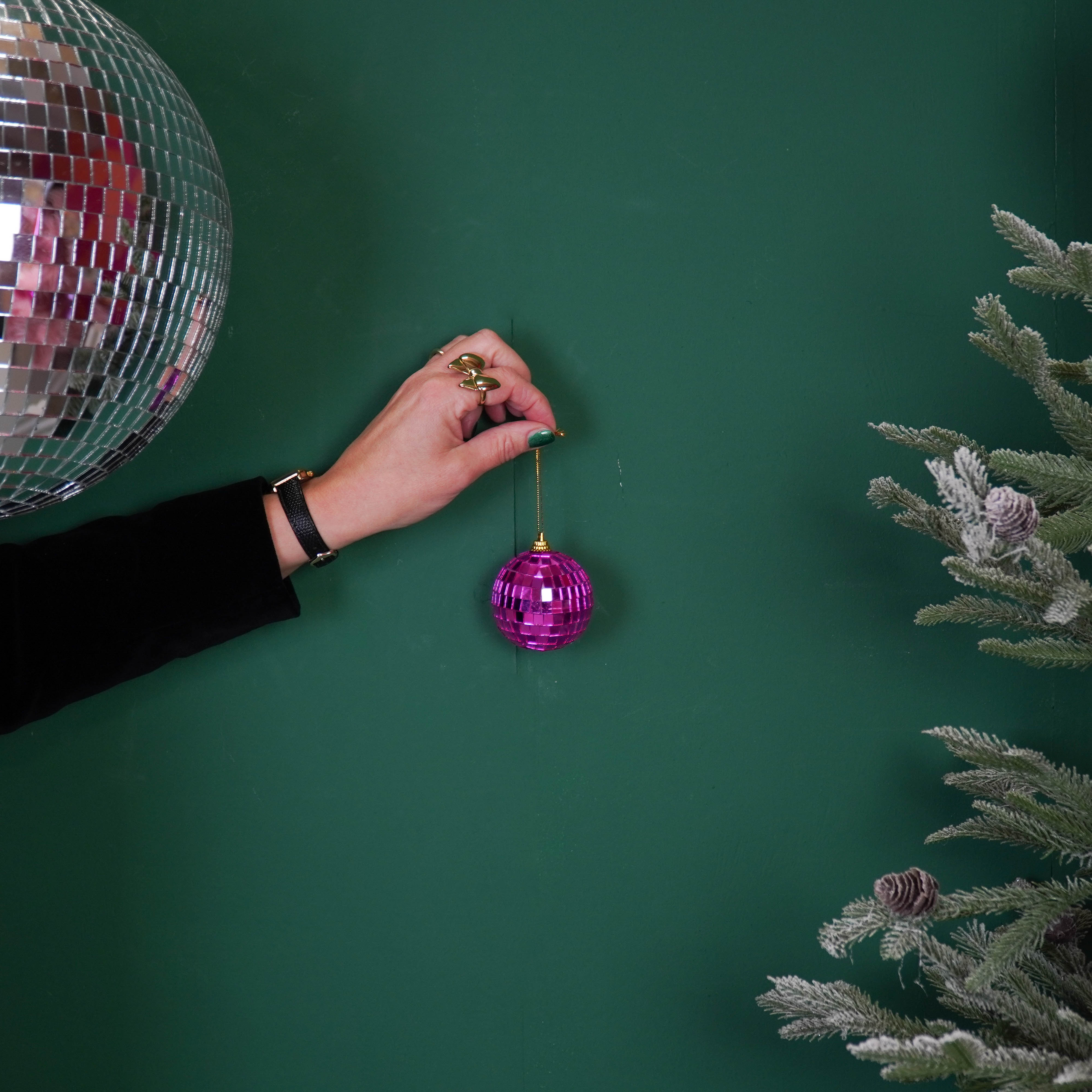 Kerstversiering -  Kersthanger - Discobal - Foam - Set van 6 - Roze - 6x6x6cm