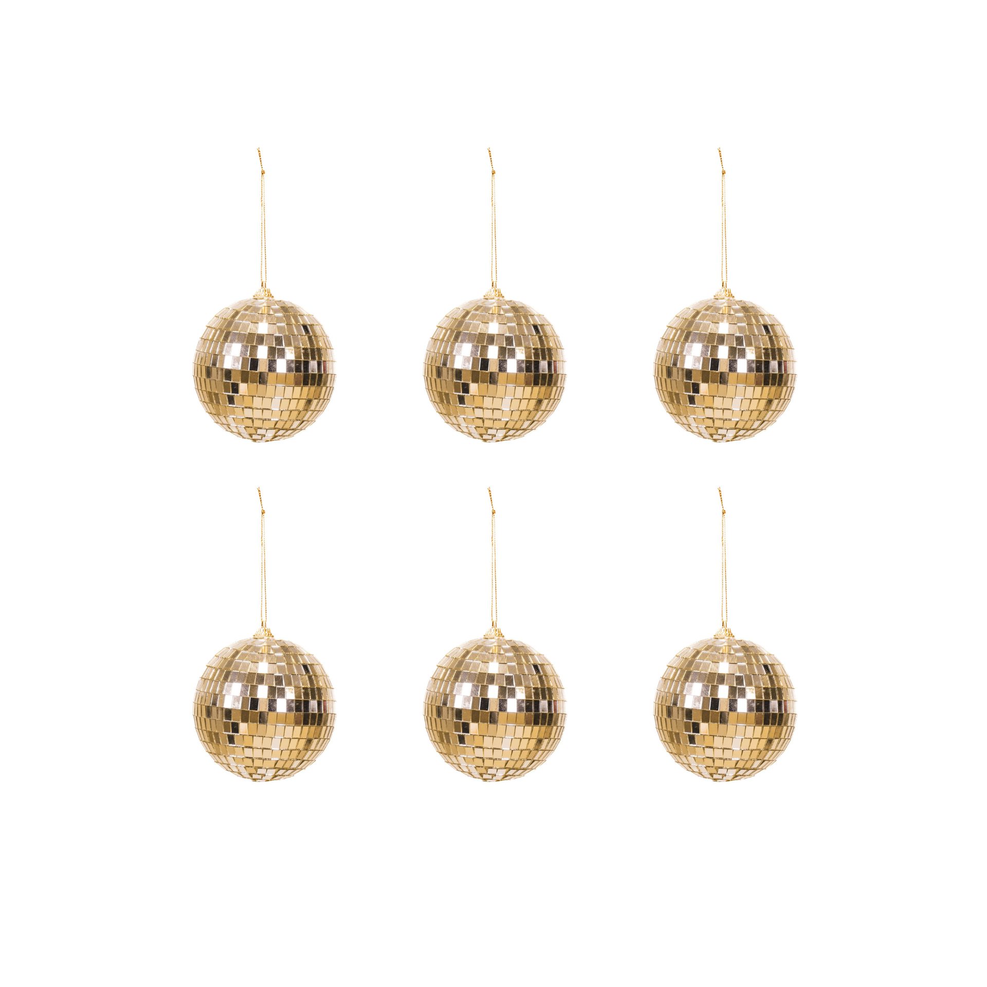 Kerstversiering -  Kersthanger - Discobal - Foam - Set van 6 - Goud - 6x6x6cm