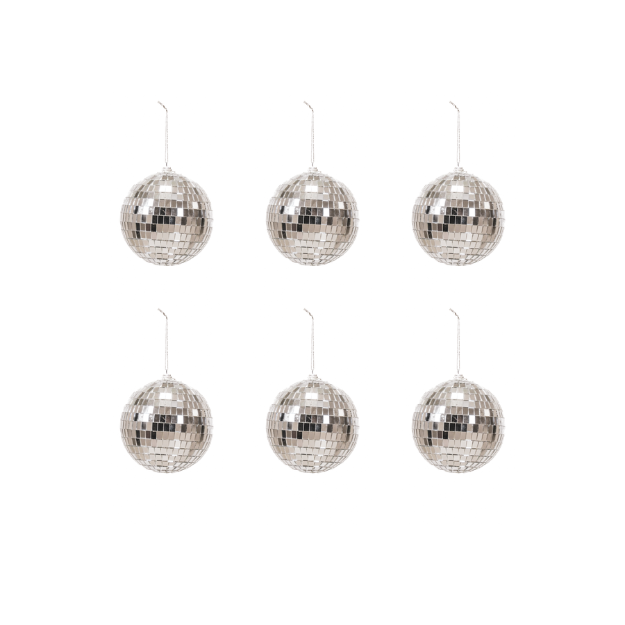 Christmas decoration - Christmas bauble - Disco ball - Foam - Set of 6 - Silver - 6x6x6cm