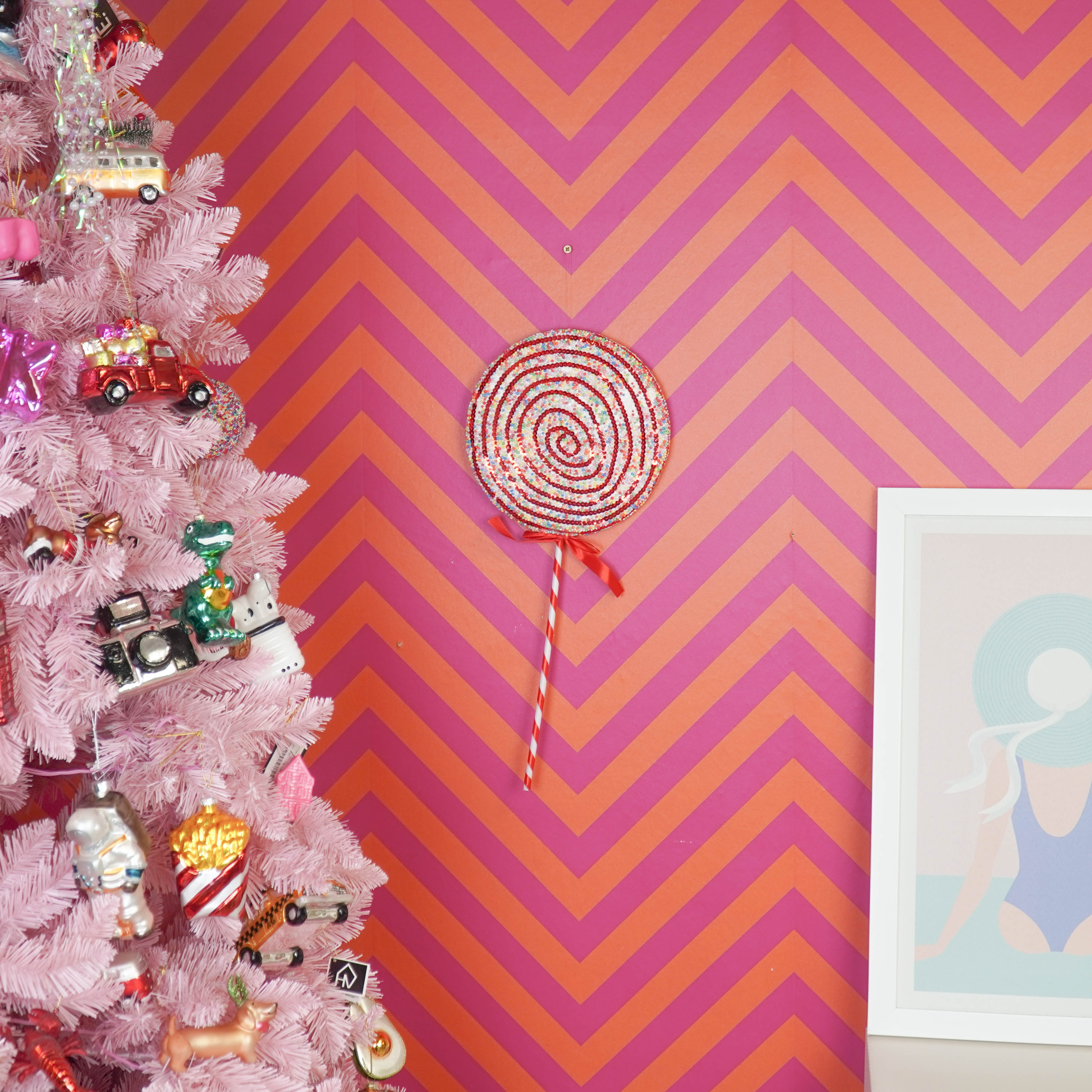 Kerstversiering - Lolly - Rood/ Wit/ Swirl - Foam -  25x63cm