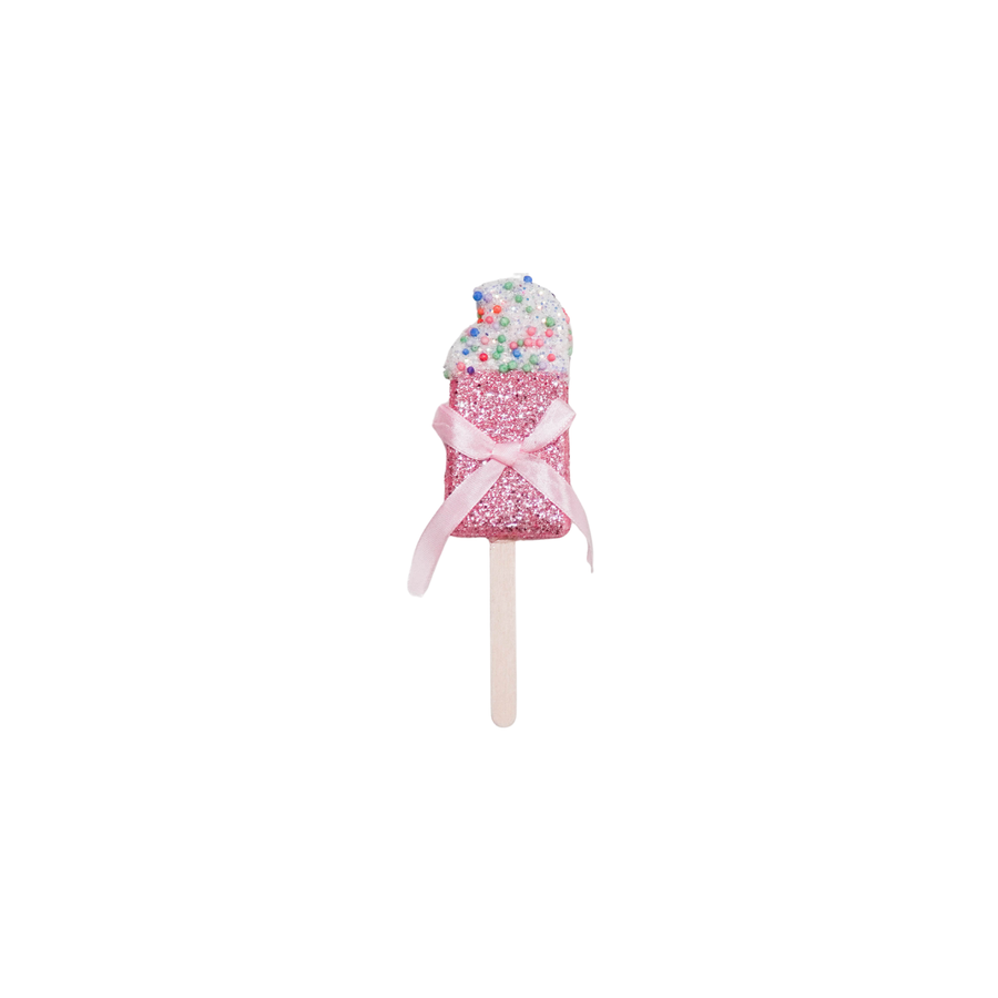 Kersthangers - Waterijsjes met Discobal Dip - Roze - 6,5x2x16cm