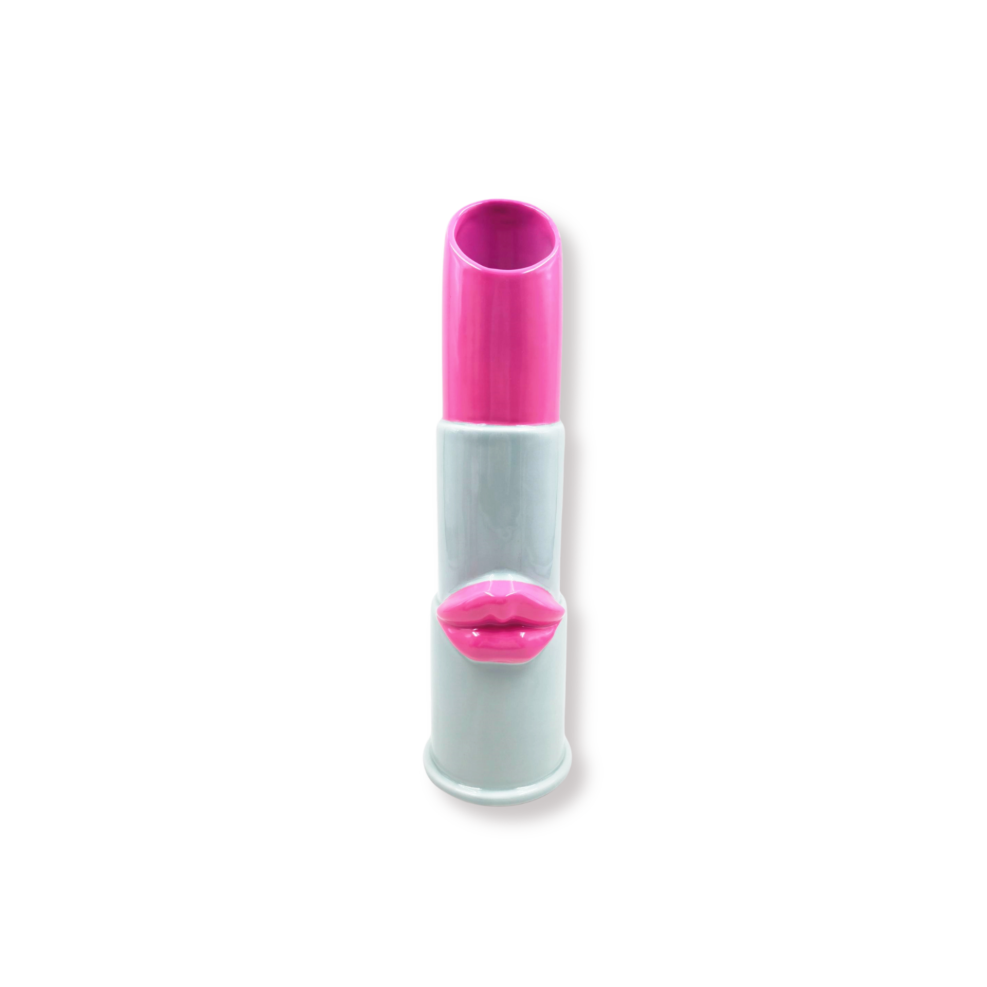 Vaas - Bloemen Vaas - Lippenstift - Mint/ Roze - 11x10x35cm