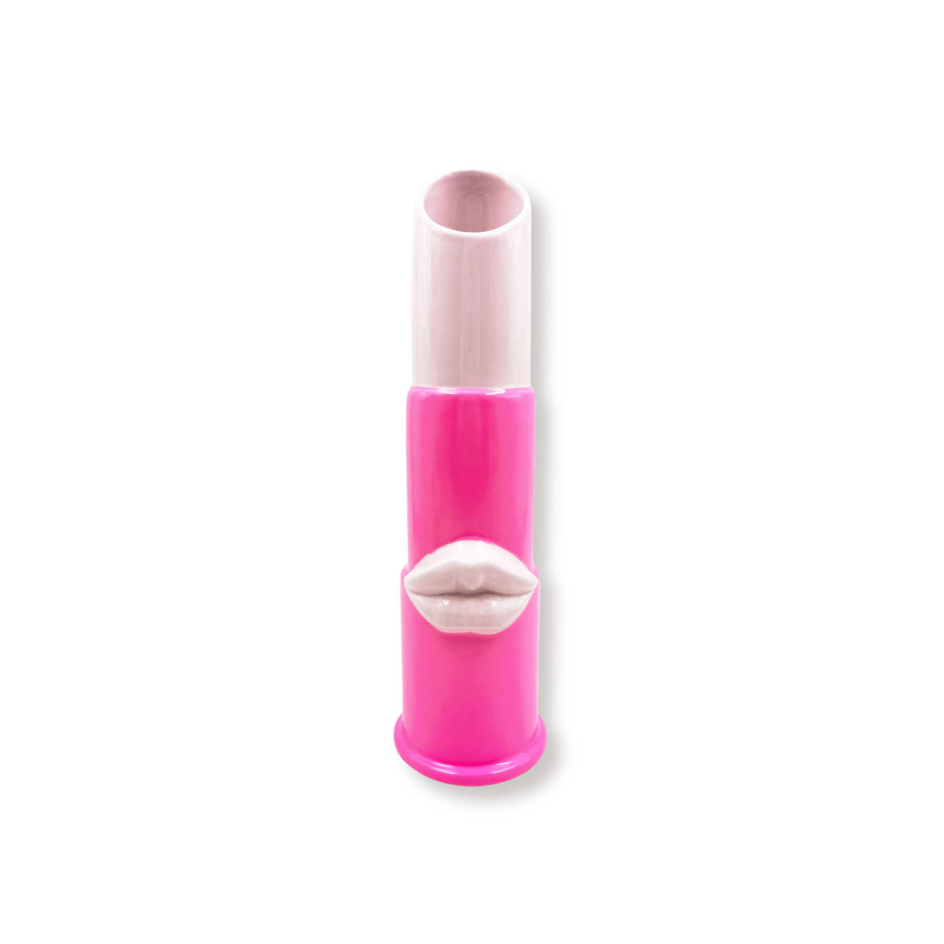 Vaas - Bloemen Vaas - Lippenstift - Roze - 11x10x35cm