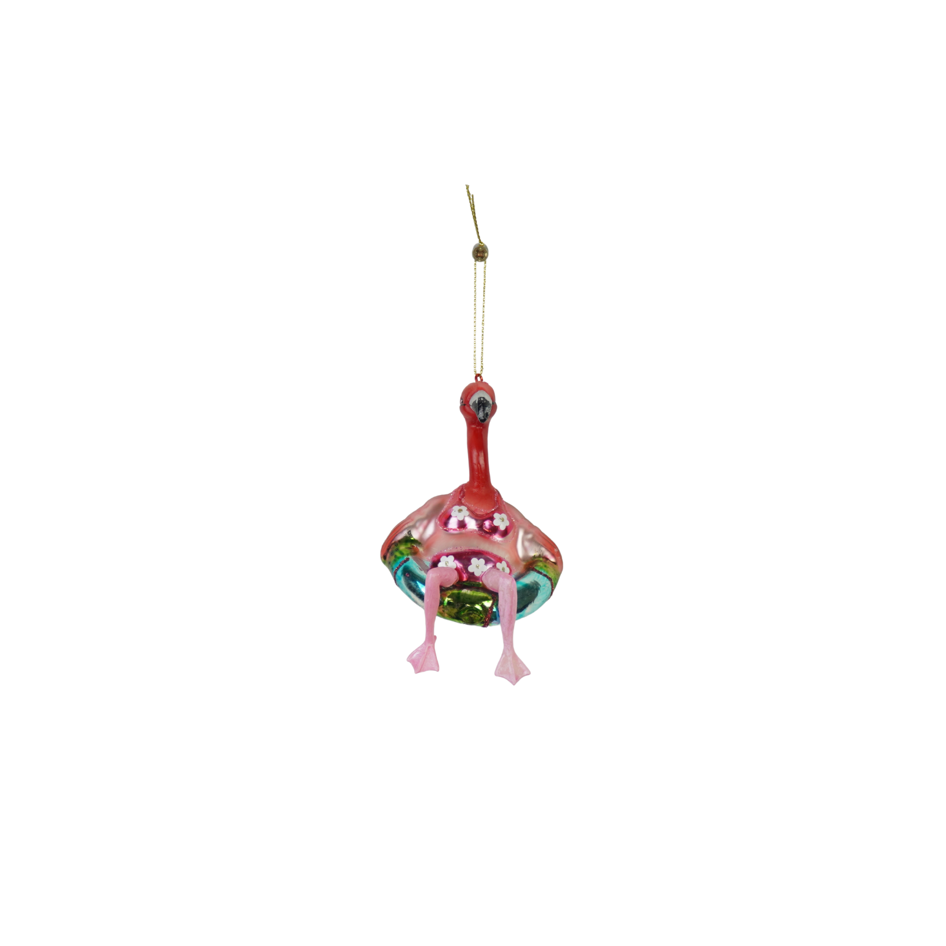 Kerstversiering - Kersthanger - Flamingo in bikini  - Roze -  Glas - 7,5x7,5x11,5cm