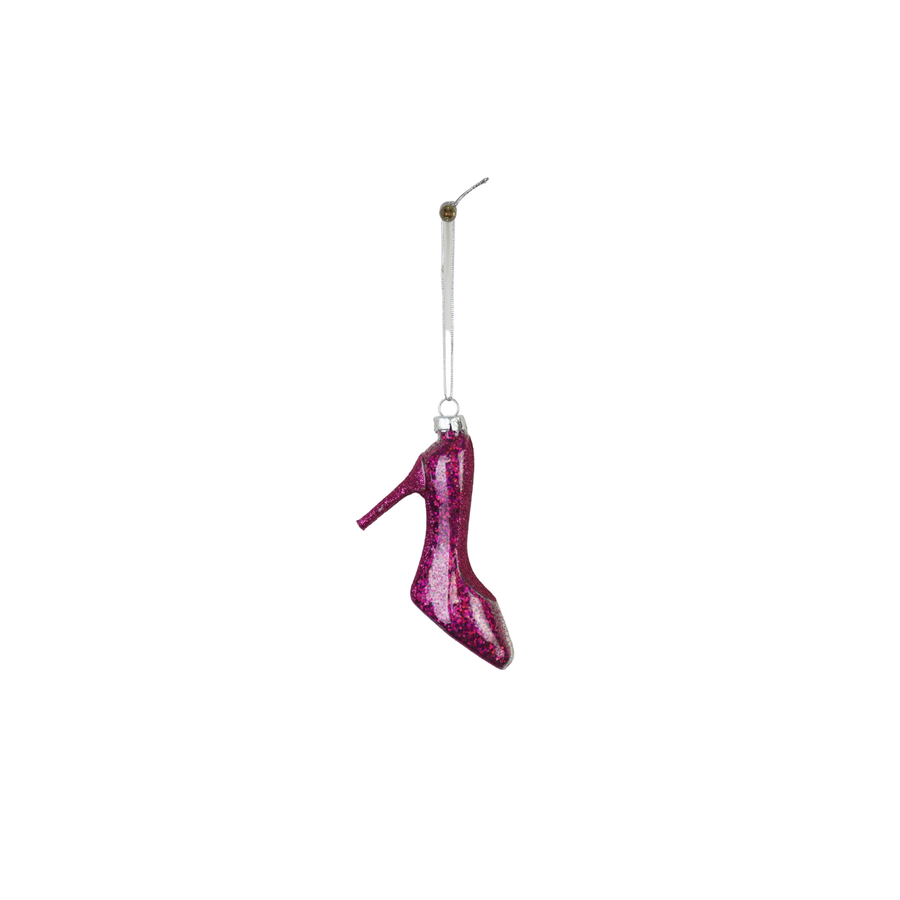 Christmas Decoration - Christmas Ornament - Pink High Heel - Glass - 8.5x3x7.5cm