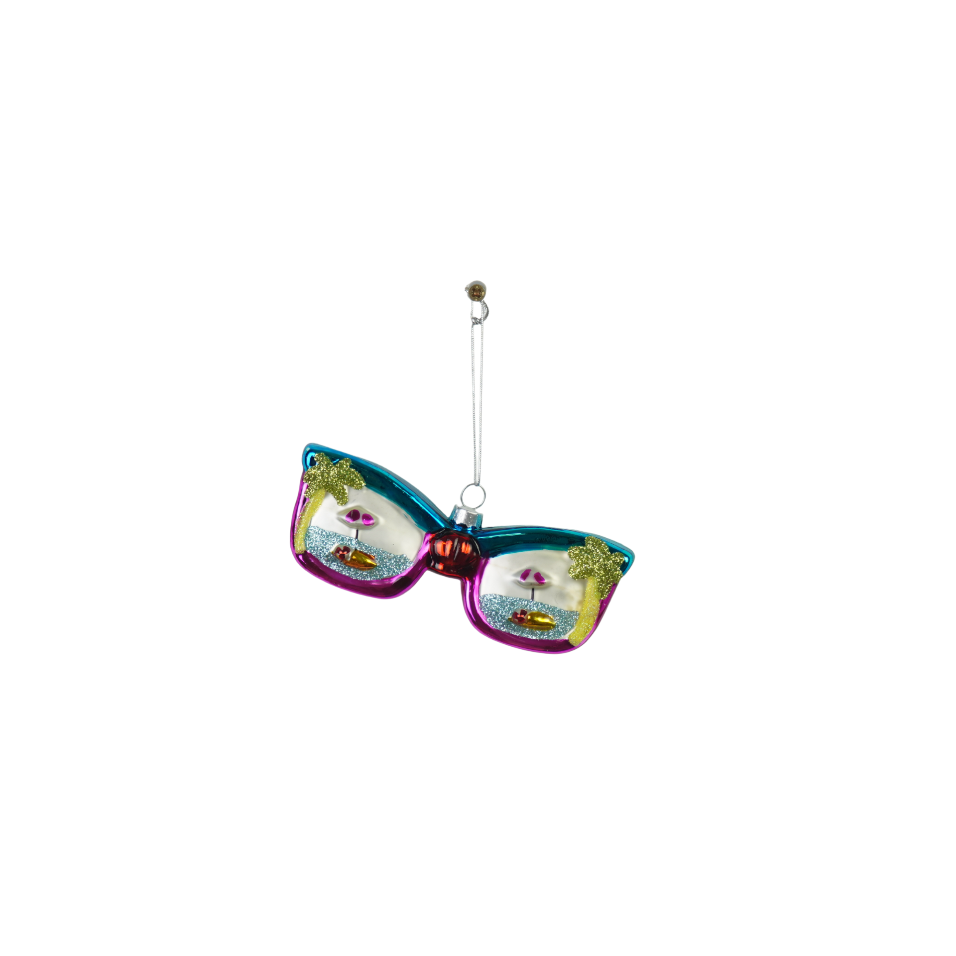 Kerstversiering - Kersthanger - Discobal Zonnebril  - Multi kleur - Glas - 13,5x2x4cm