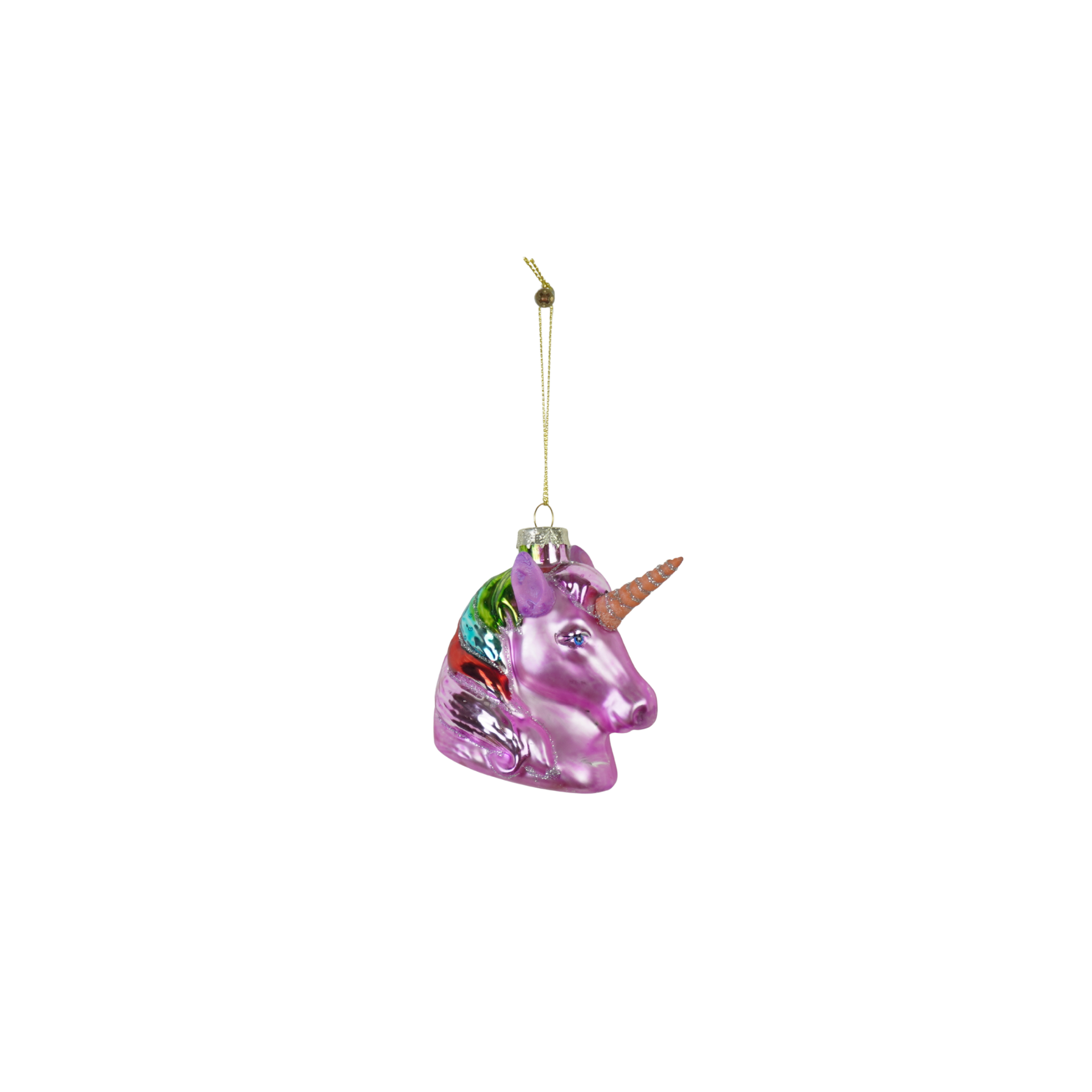 Kerstversiering -  Kersthanger - Roze Eenhoorn  - Glas - 5x8x8,5cm