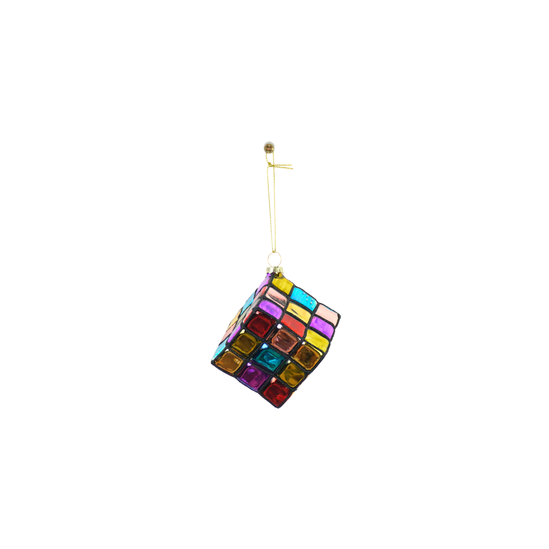 Kerstversiering -  Kersthanger  - Rubix Kubus  - Multi Kleur -   Glas - 5,5x5,5x5,5cm