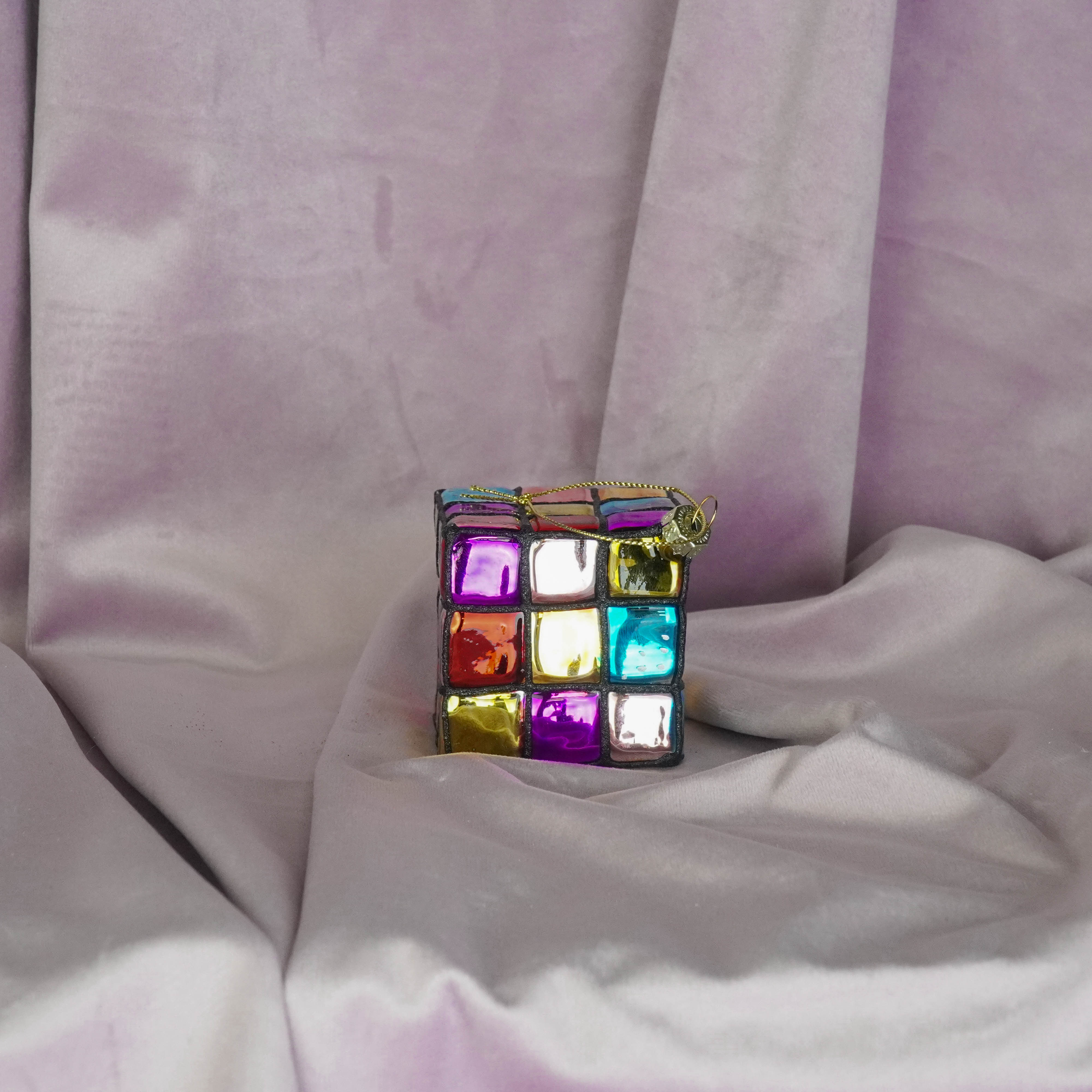 Kerstversiering -  Kersthanger  - Rubix Kubus  - Multi Kleur -   Glas - 5,5x5,5x5,5cm