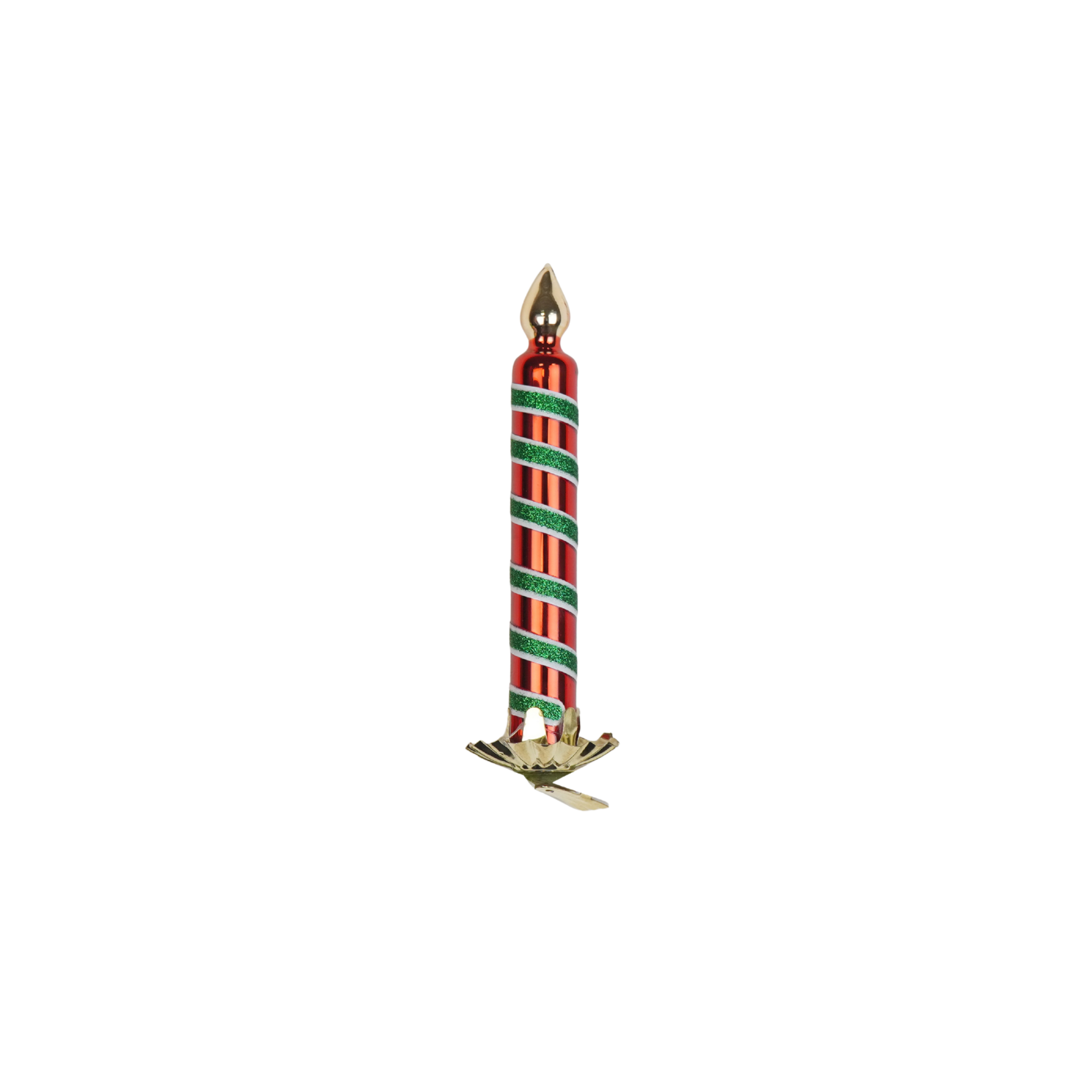 Kerstversiering -  Kersthanger - Kaars Knijper - Glas - Rood/ Groen - 2x2x13cm