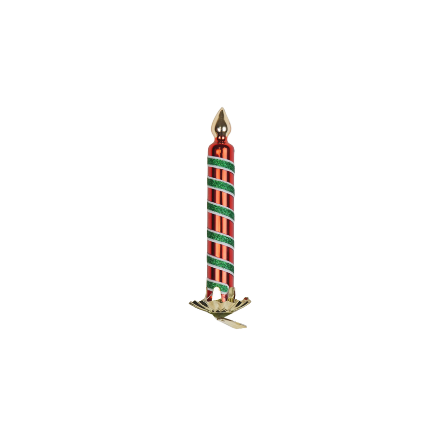 Christmas Decorations - Christmas Hanger - Candle Clip - Glass - Red/Green - 2x2x13cm