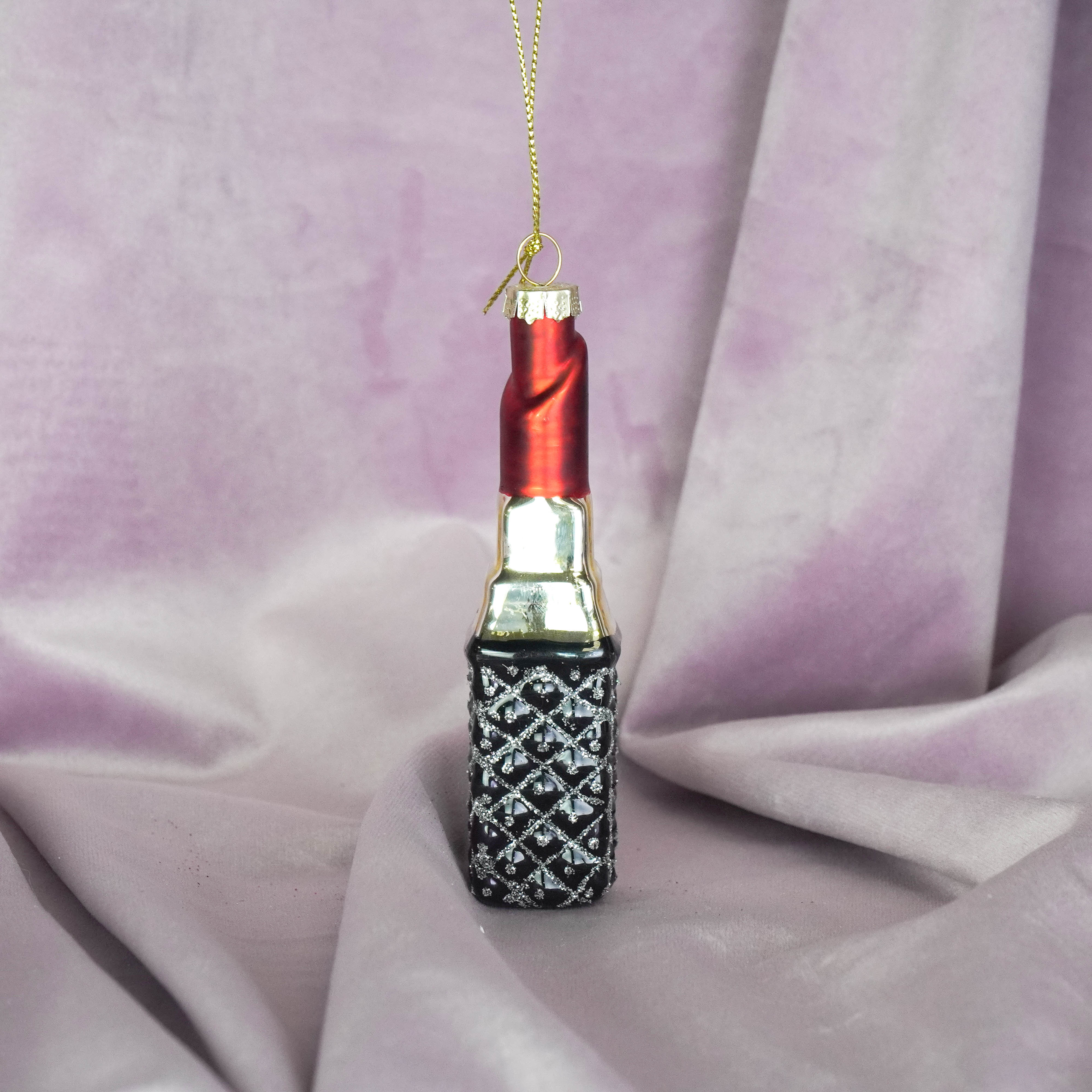 Kerstversiering -  Kersthanger - Rode Lippenstift  - Glas - 3x3x11cm