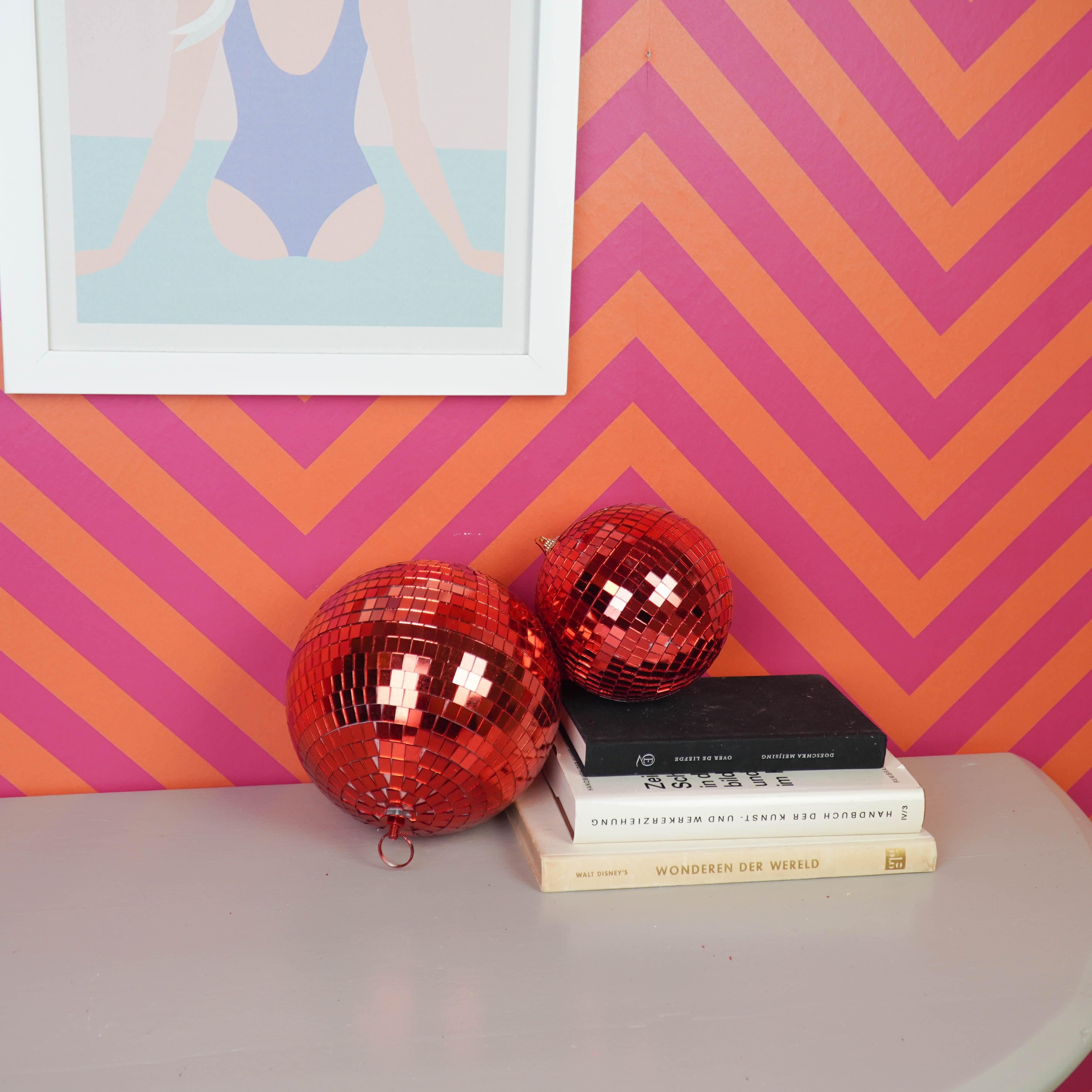 Kerstversiering -  Kersthanger - Discobal - Foam - Rood - 10x10x10cm