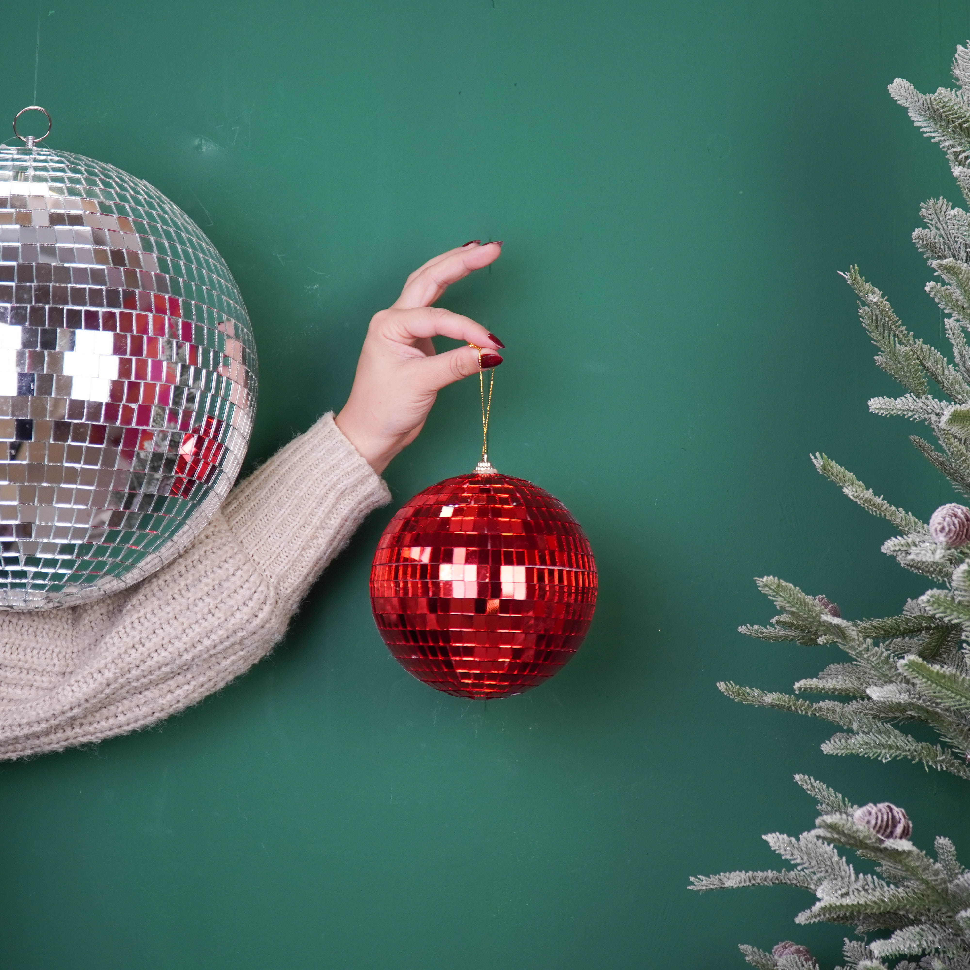 Kerstversiering -  Kersthanger - Discobal - Foam - Rood - 15x15x15cm