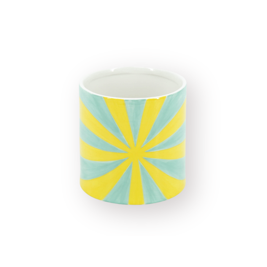 Pot - Plantenpot Swirl - Dolomiet - Geel/Groen - 12.5x12.5x13cm