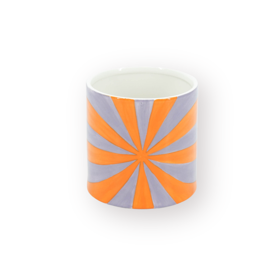 Pot - Planten Pot Swirl - Dolomiet - Oranje/ Lila- 12.5x12.5x13 cm