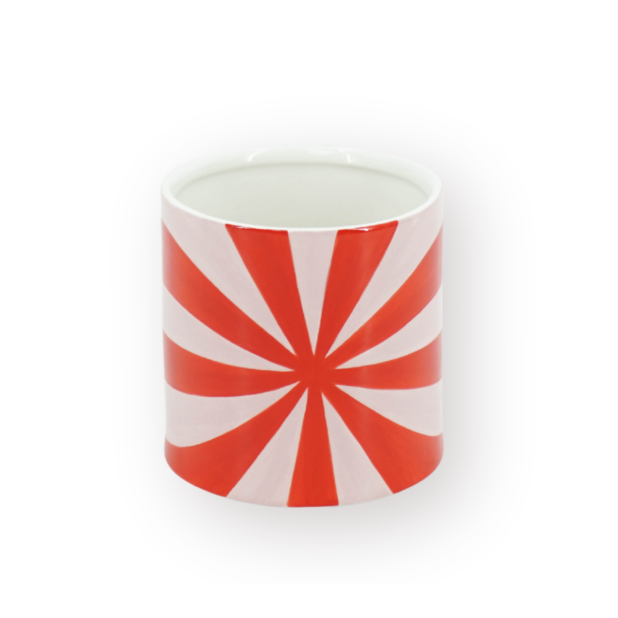 Pot - Planten Pot Swirl - Dolomiet - Rood/ Roze - 15.5x15.5x16 cm