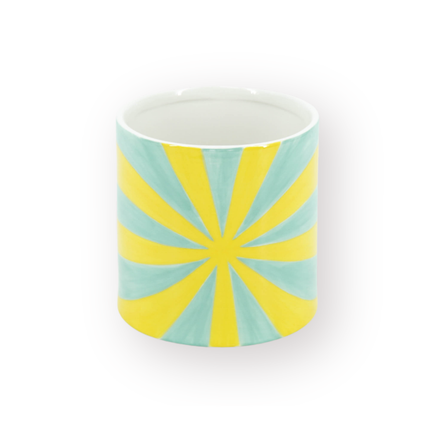 Pot - Bloempot Swirl - Dolomiet - Geel/Groen - 15.5x15.5x16 cm