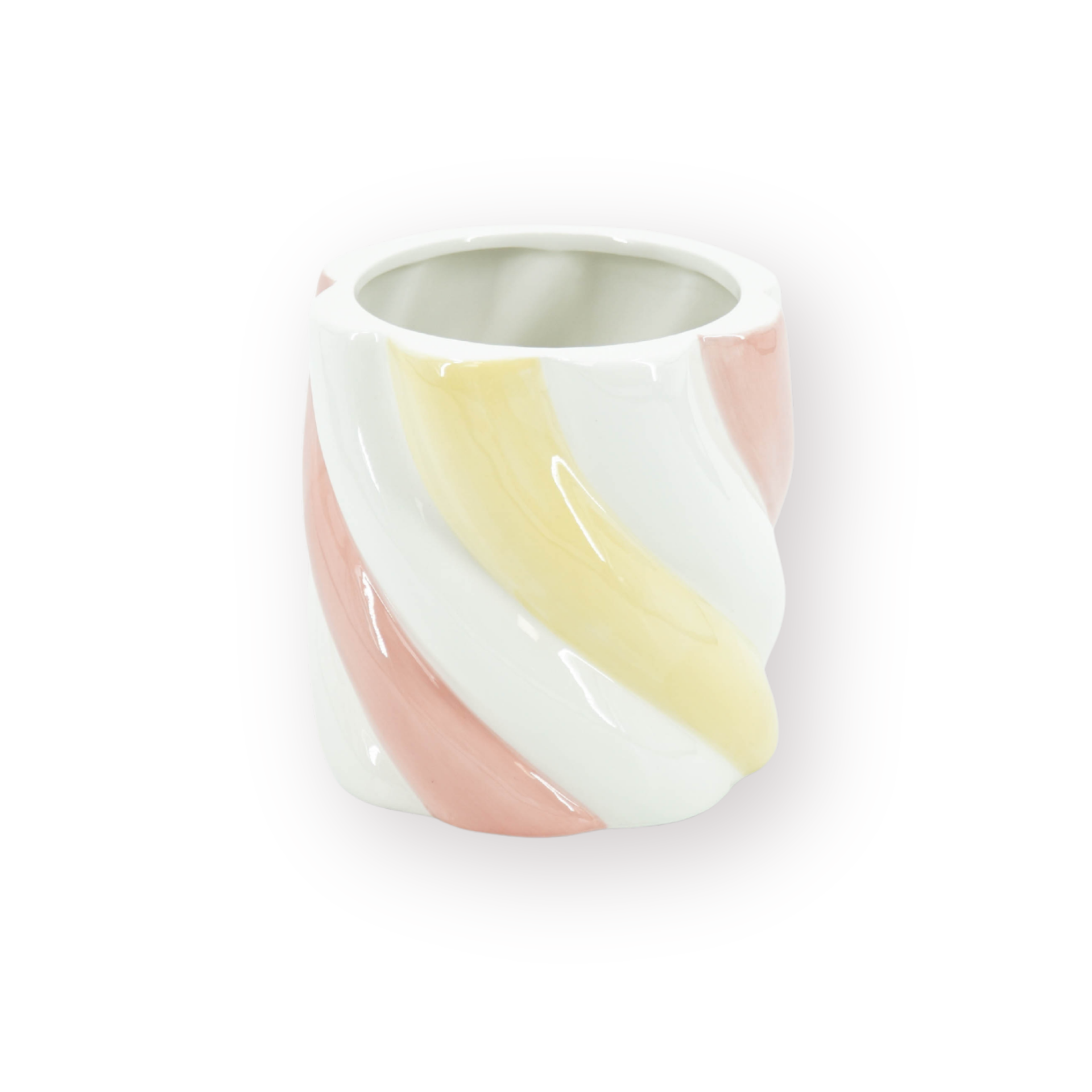 Pot - Planten Pot Kabelspek - Dolomiet - Roze/Wit / Geel - 15.5x15.5x16 cm