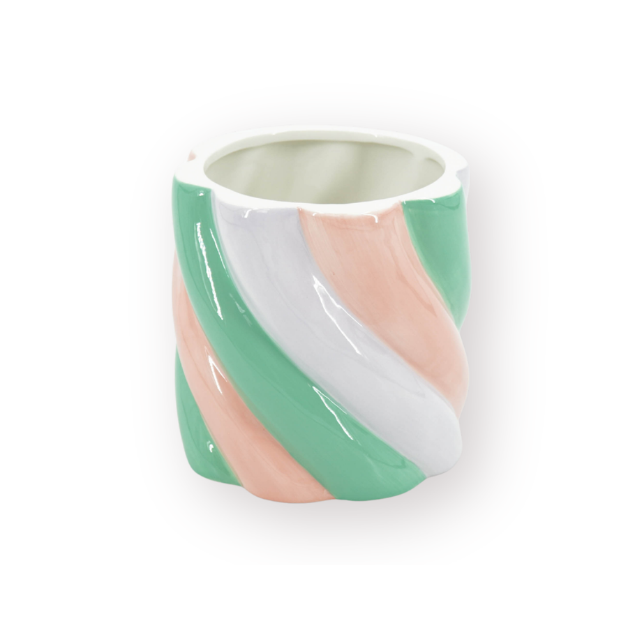 Pot - Bloempot Kabelspek - Dolomiet - Roze/Lila /Groen - 15.5x15.5x16 cm