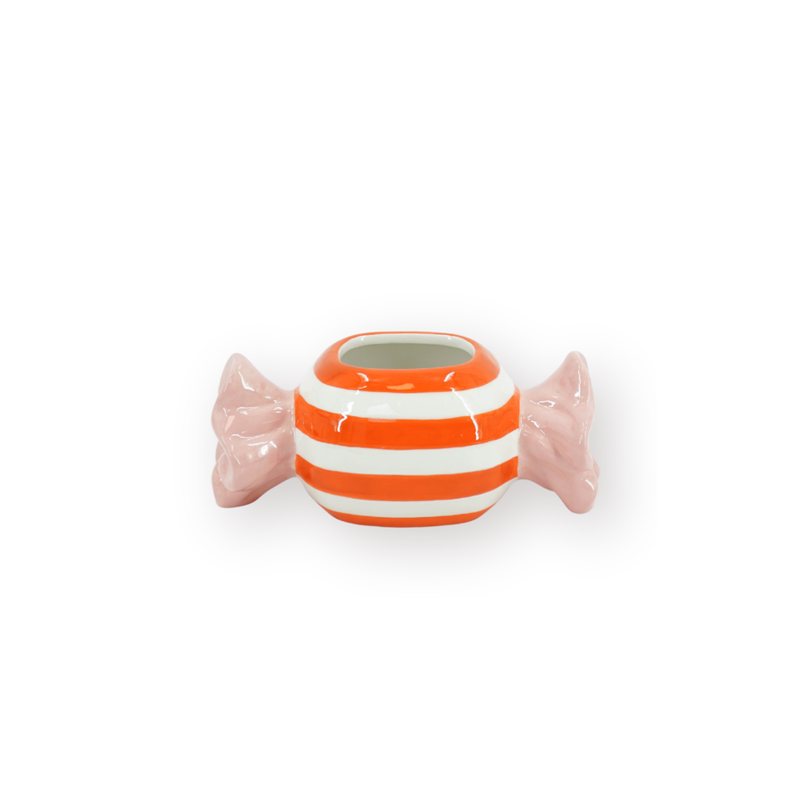 Pot - Bloempot Toffee Snoepje - Dolomiet - Roze/Oranje - 12.5x6x6 cm