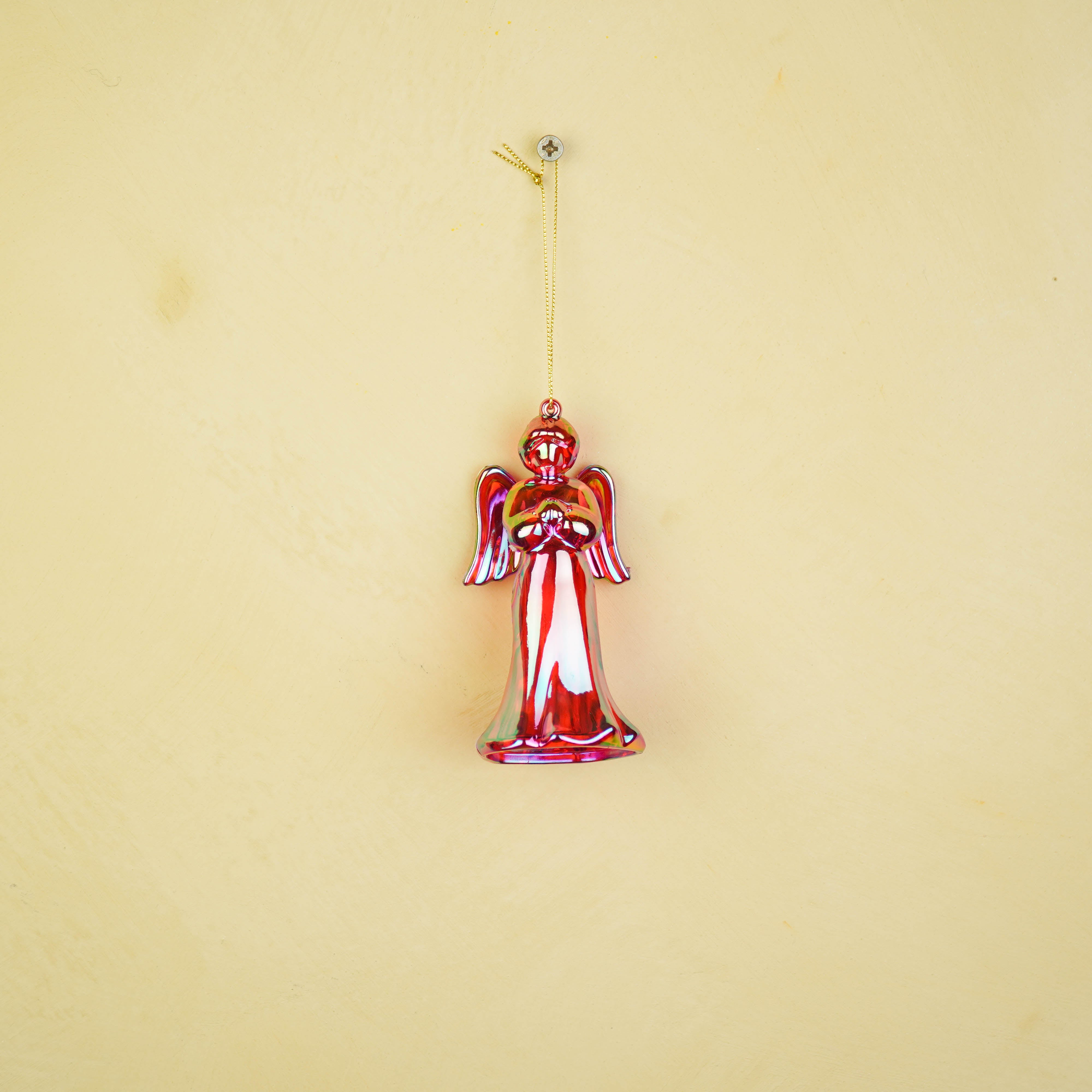Kersthanger -  Engel - Kunststof - Rood -  6x5,5x11 cm