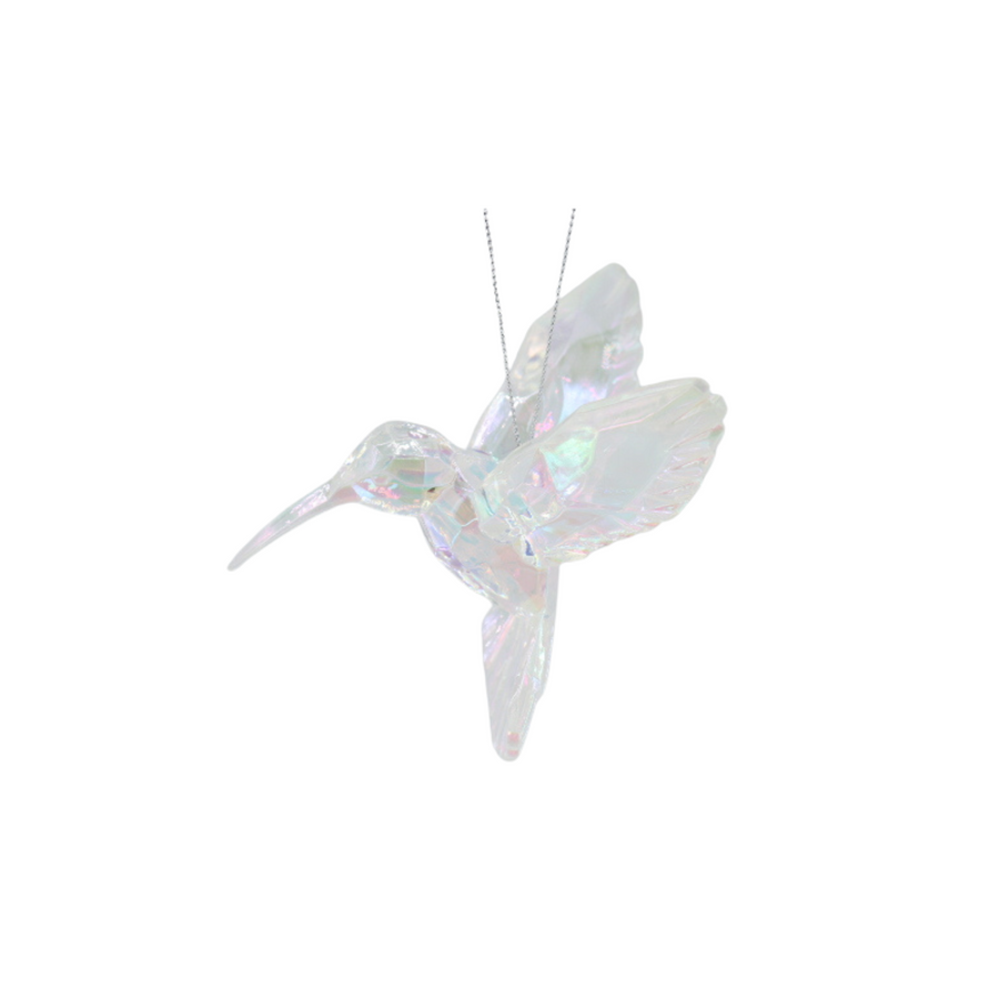 Christmas Hummingbird Ornament - Acrylic - Iridescent - 9.5x7x9 cm
