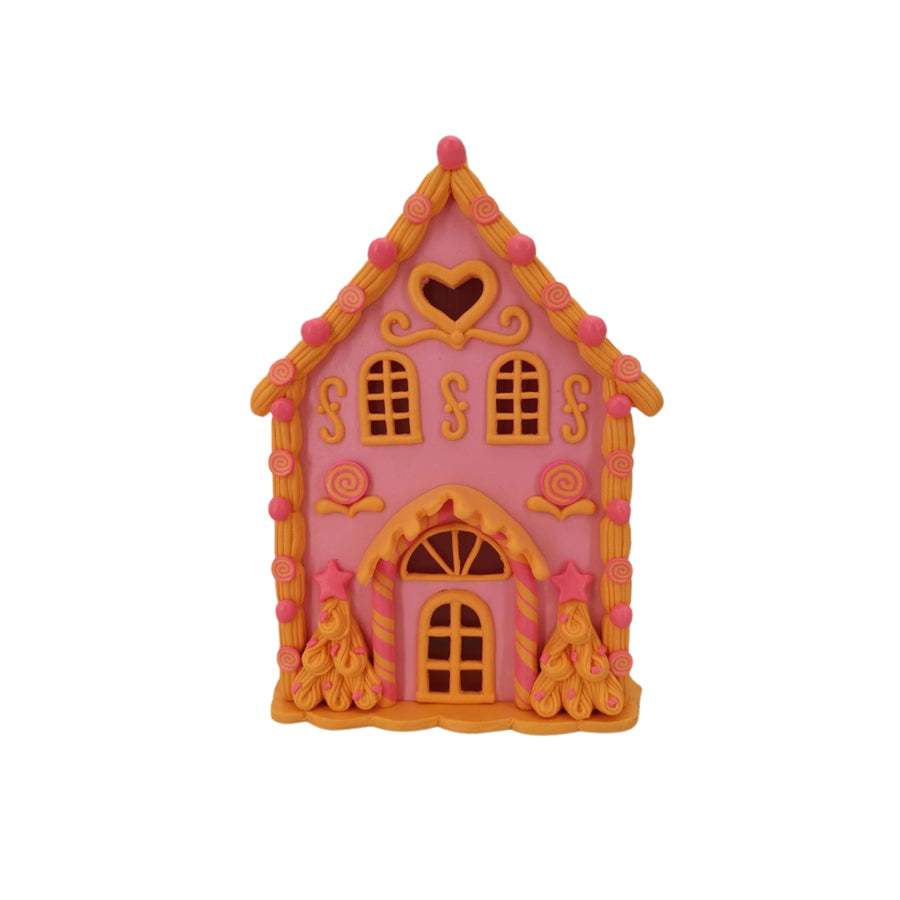 Christmas Decoration - Led Lamp Candy House - Clay - Pink/Orange - 13x18.5 cm